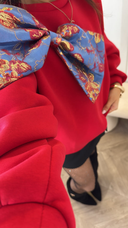 WYNTER red bow detail sweatshirt