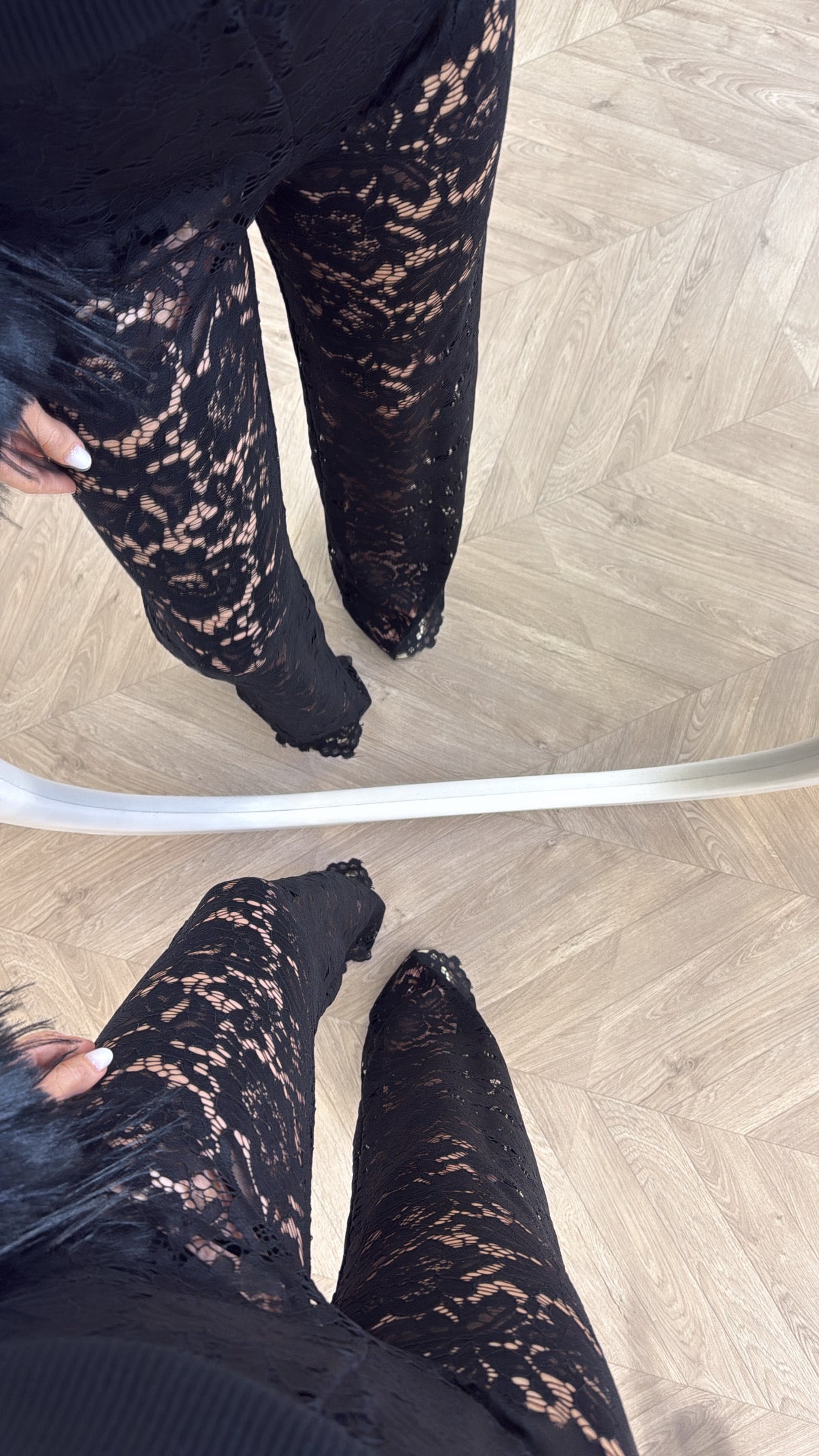 CARMEL black lace flare trousers