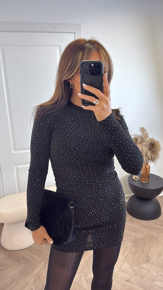 GEMMA black lurex stud dress