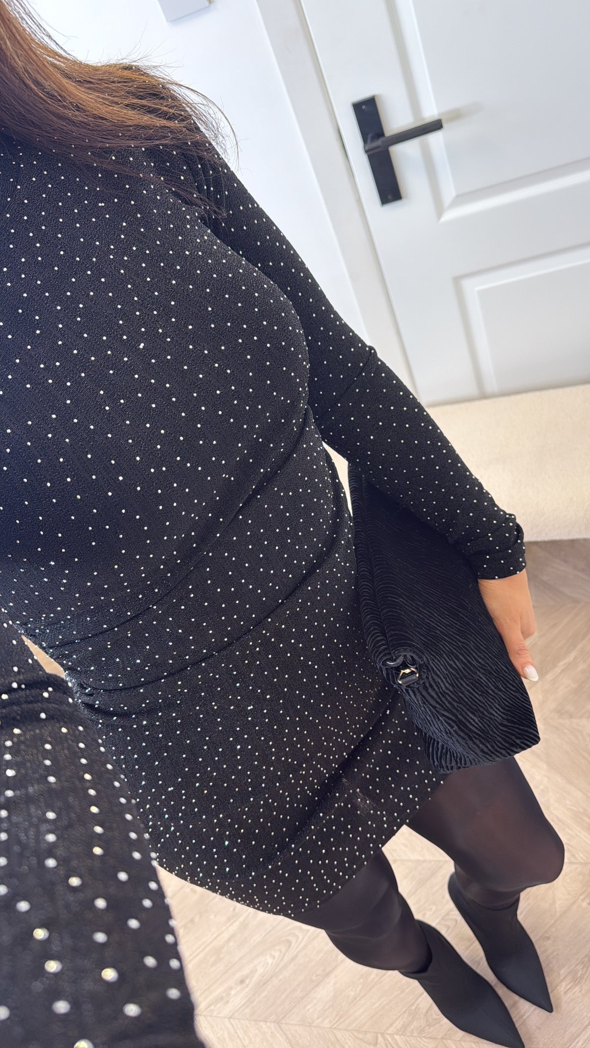 GEMMA black lurex stud dress