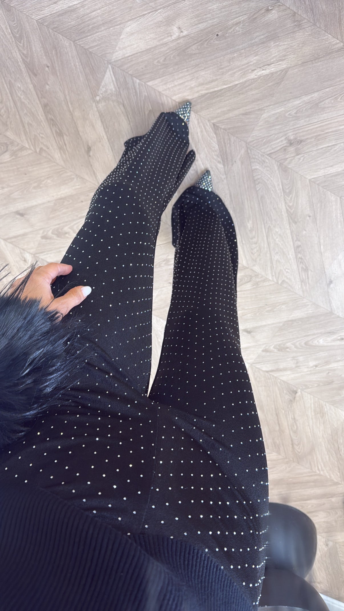 OLIVIA black stud slinky flares