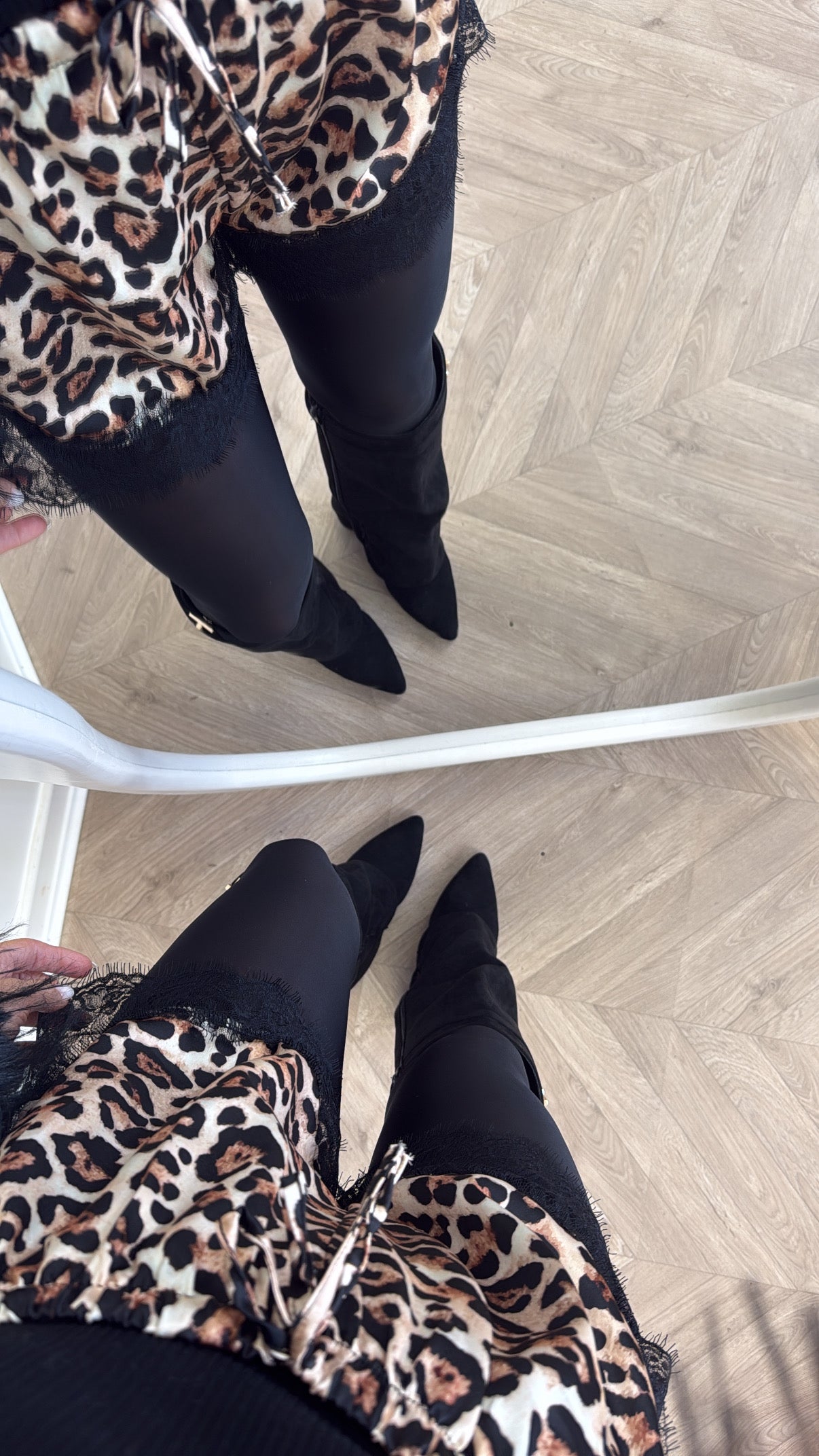 JENNA leopard print satin lace trim shorts