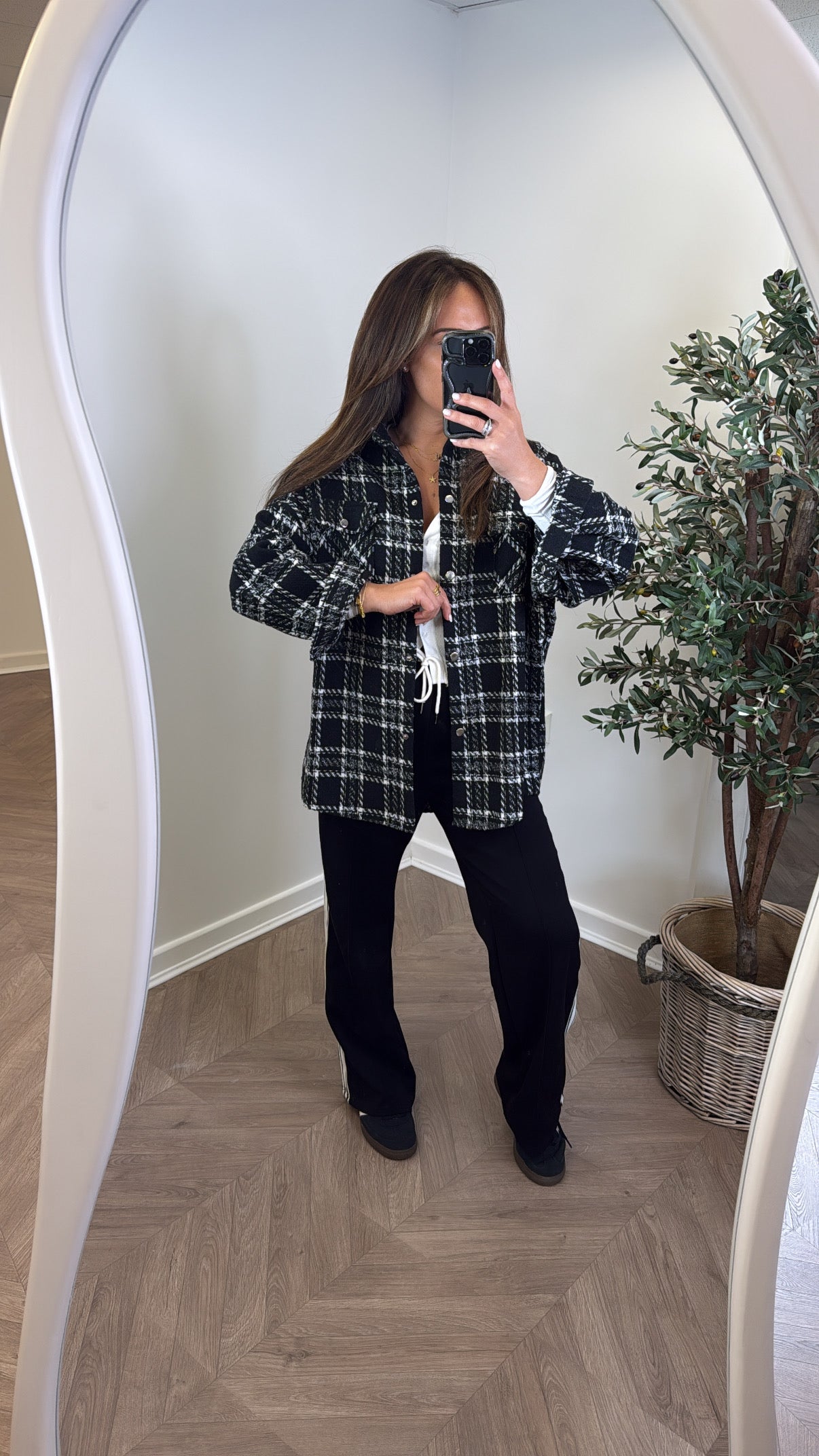 LAYLA black and white check shacket