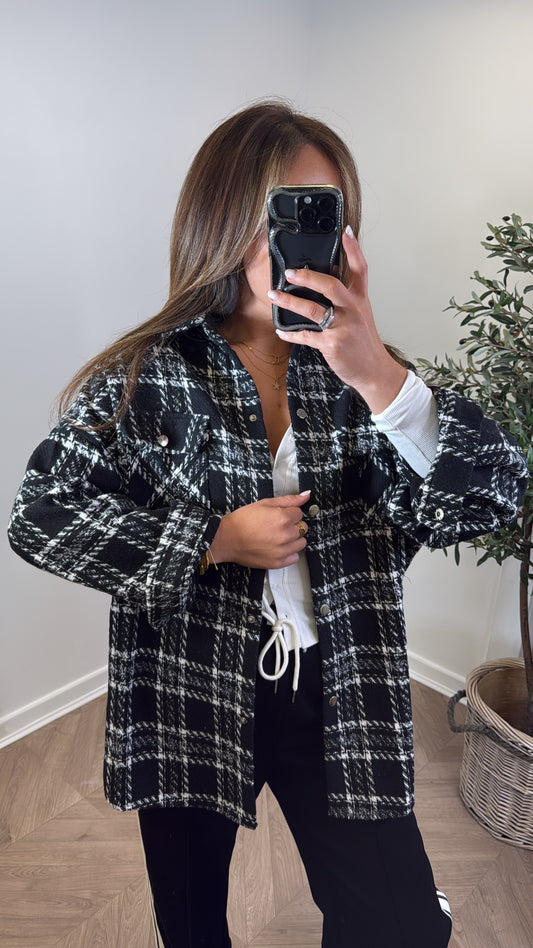LAYLA black and white check shacket