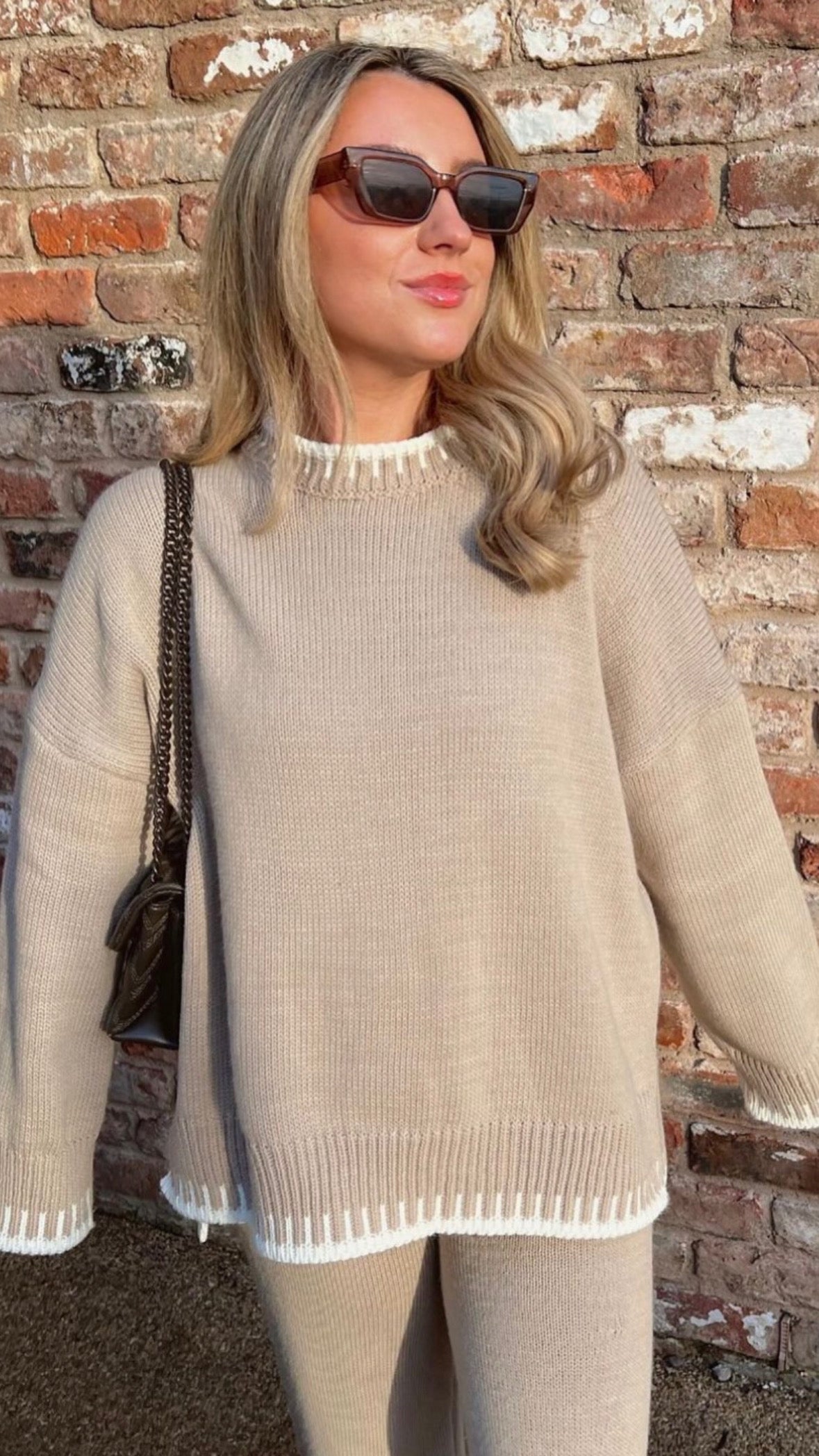 CARLY mocha knitted top & trouser co-ord