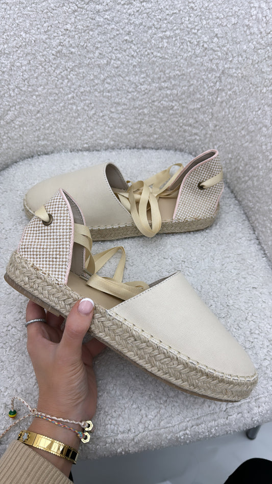 MARNI cream wrap up espadrilles