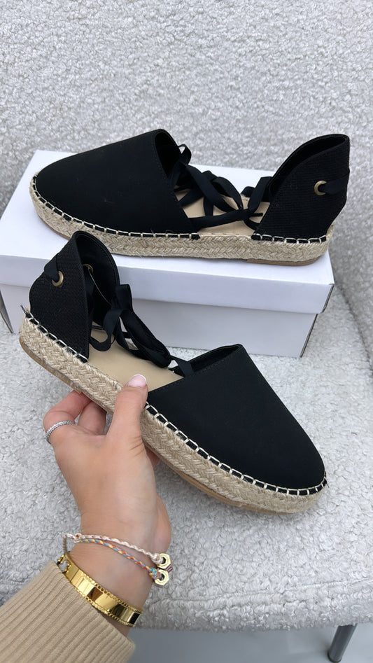 MARNI black wrap up espadrilles