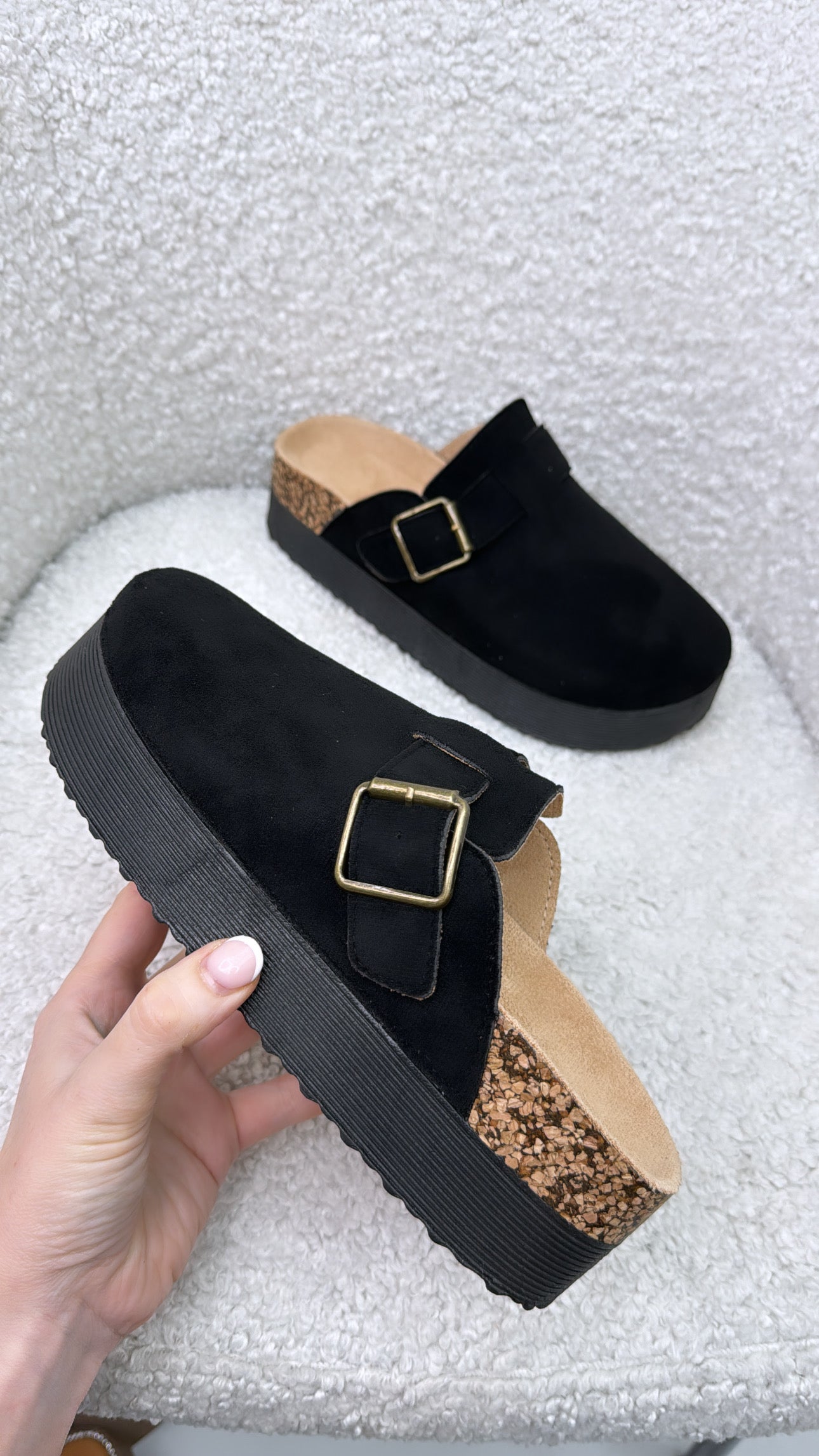 ALANA black platform mules