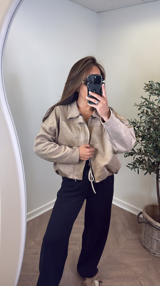 WINNIE beige faux suede jacket