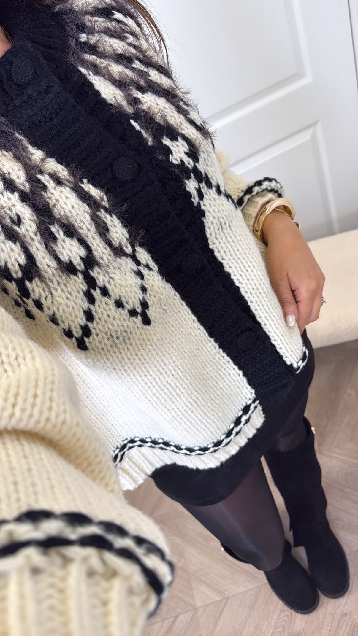 MILEY cream fairisle cardigan