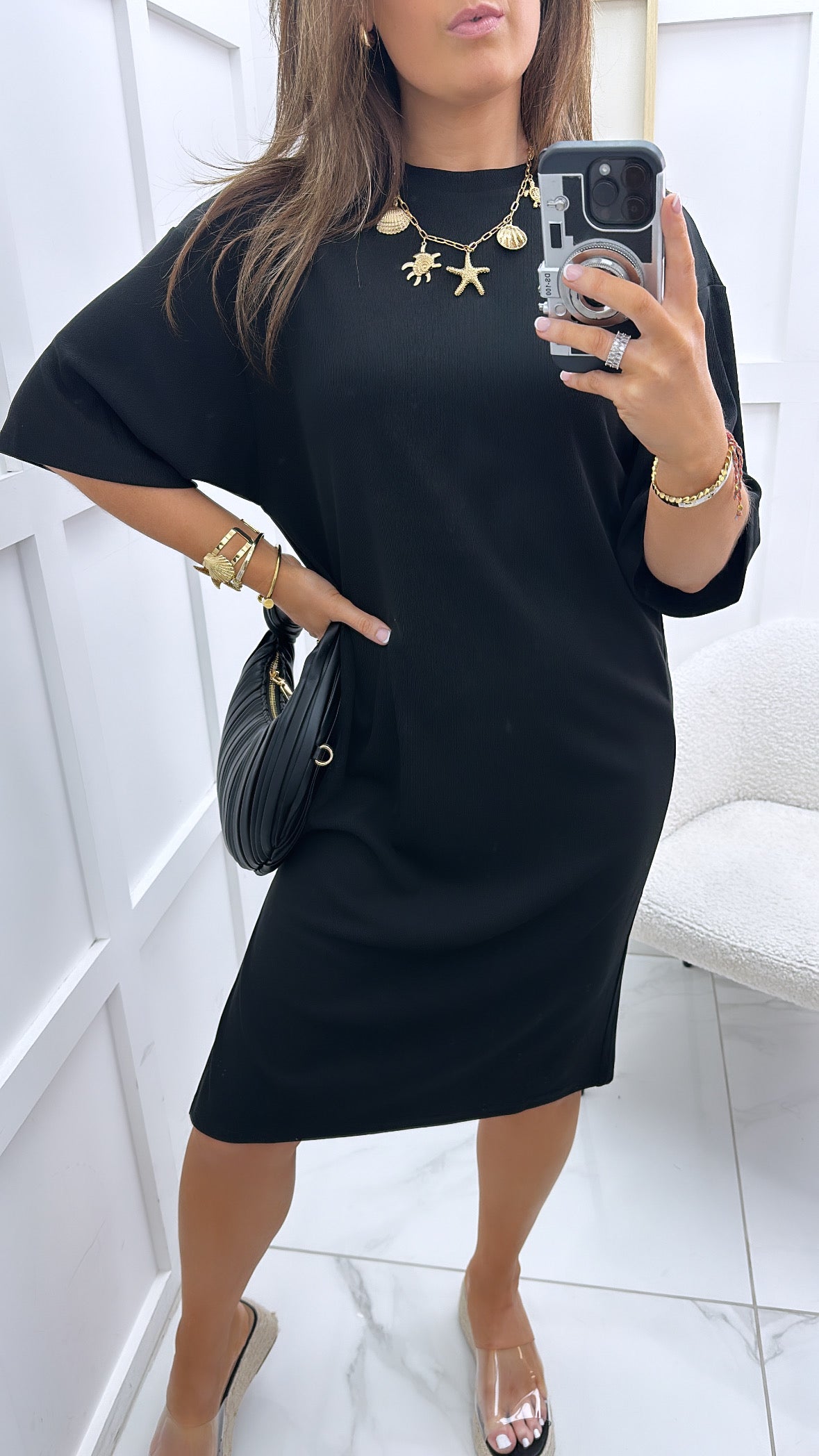 KIERA black t-shirt midi dress