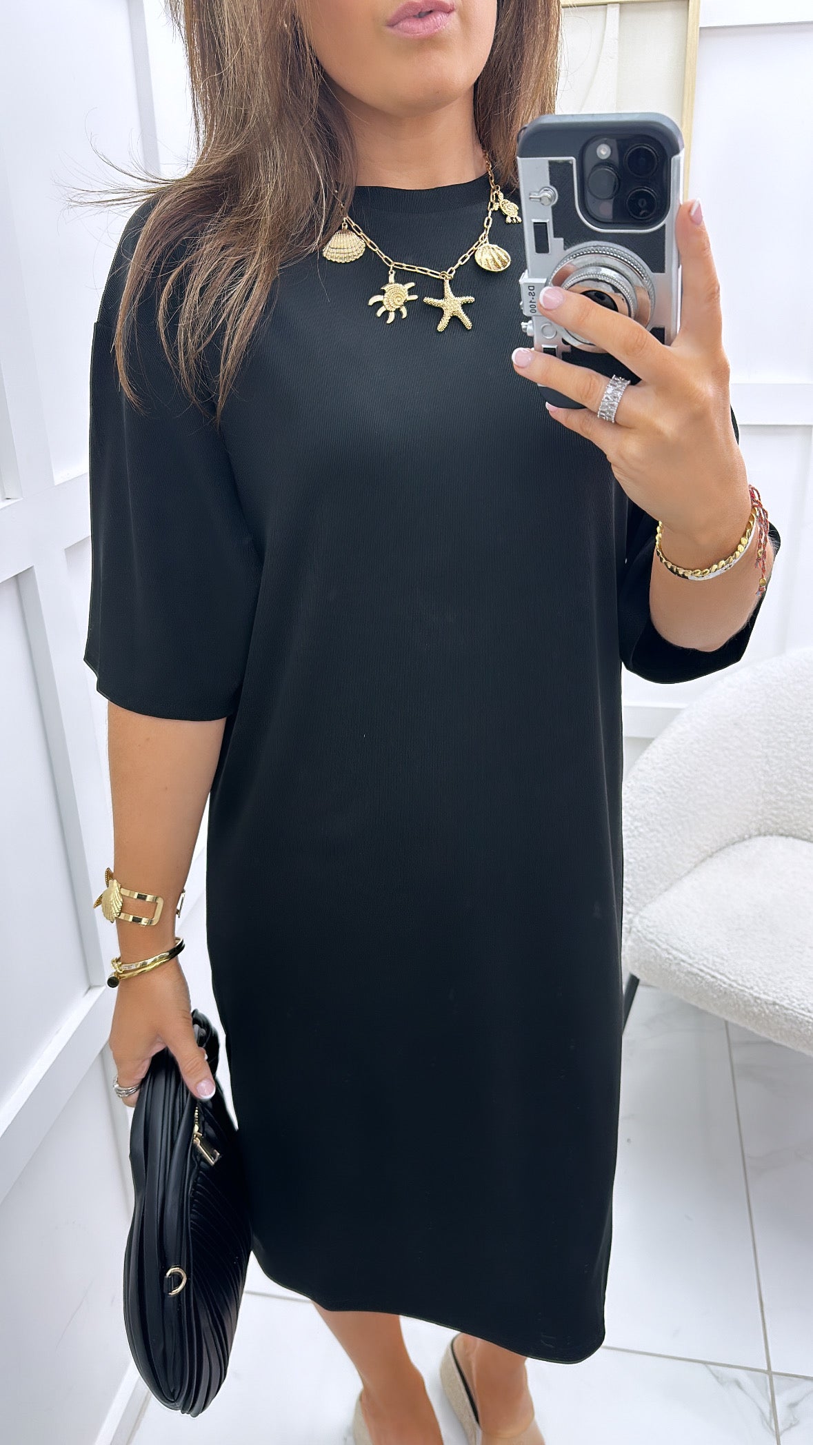 KIERA black t-shirt midi dress