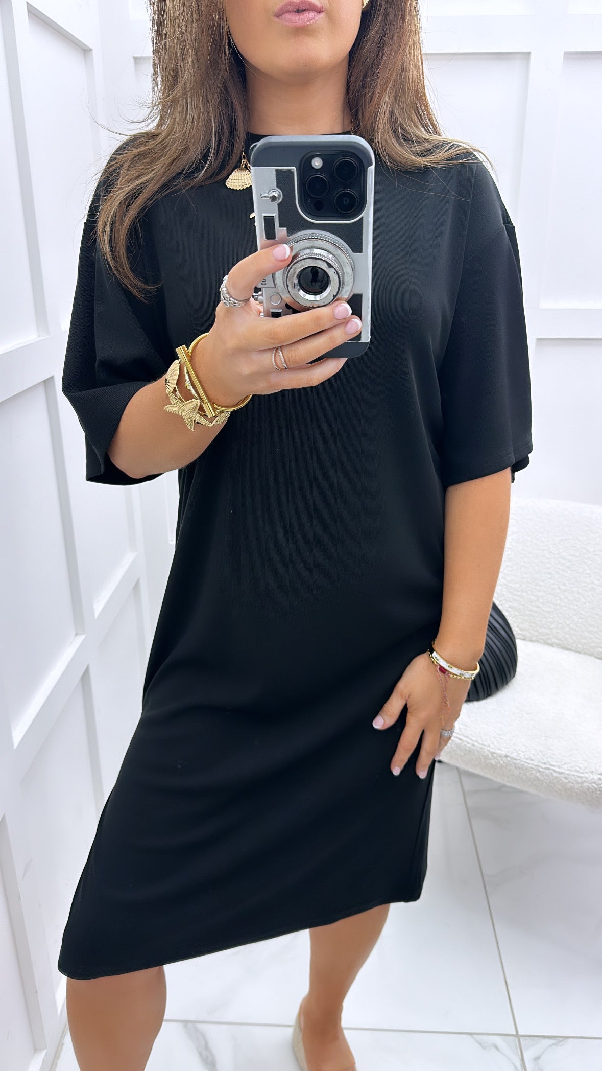 KIERA black t-shirt midi dress