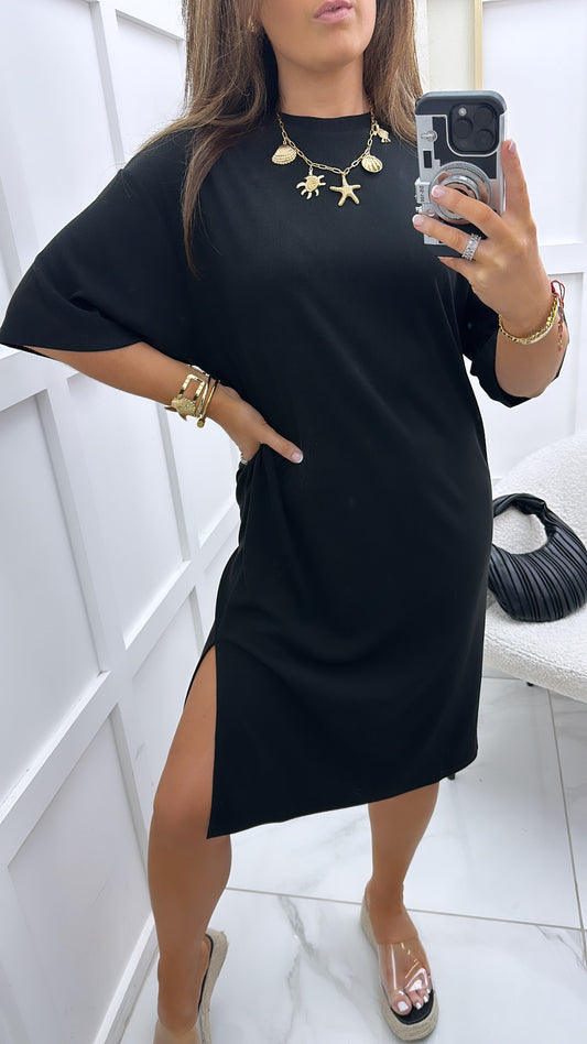 KIERA black t-shirt midi dress