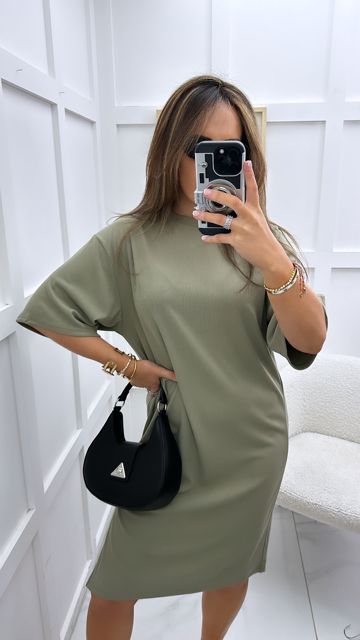 KIERA khaki t-shirt midi dress