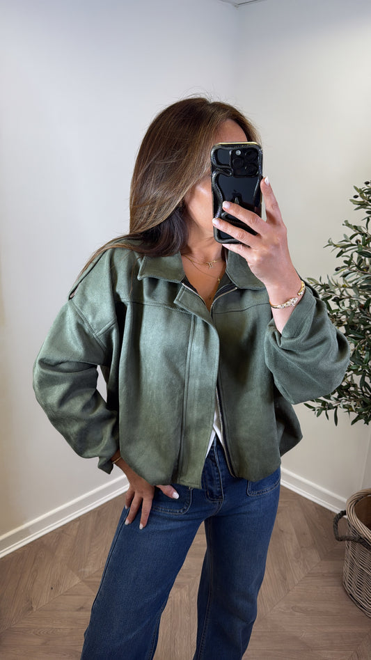 WINNIE khaki faux suede jacket