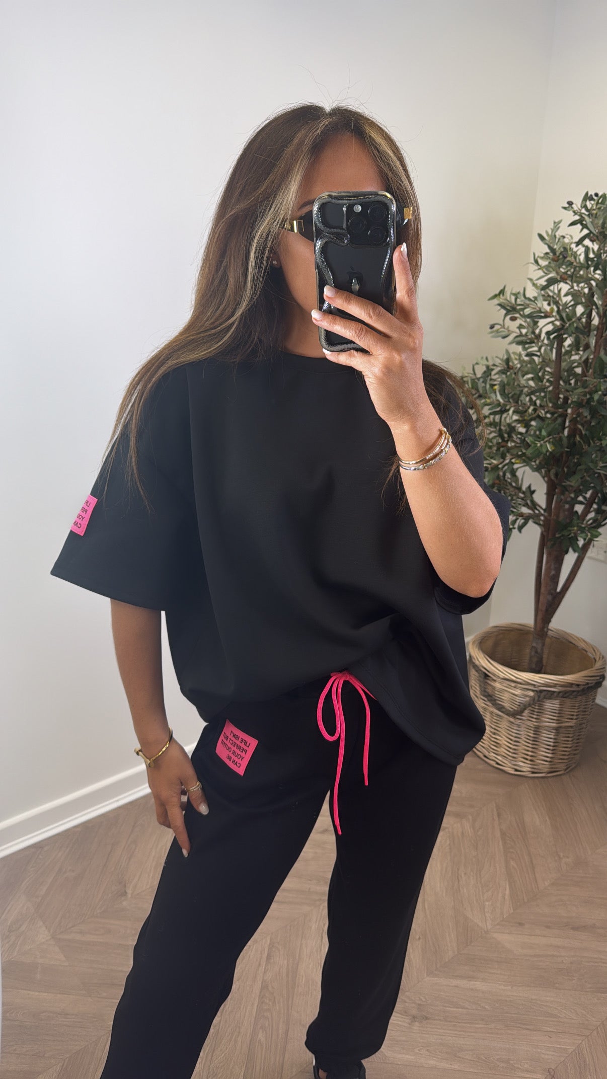 LESSIE black life logo lounge set with cuffed joggers