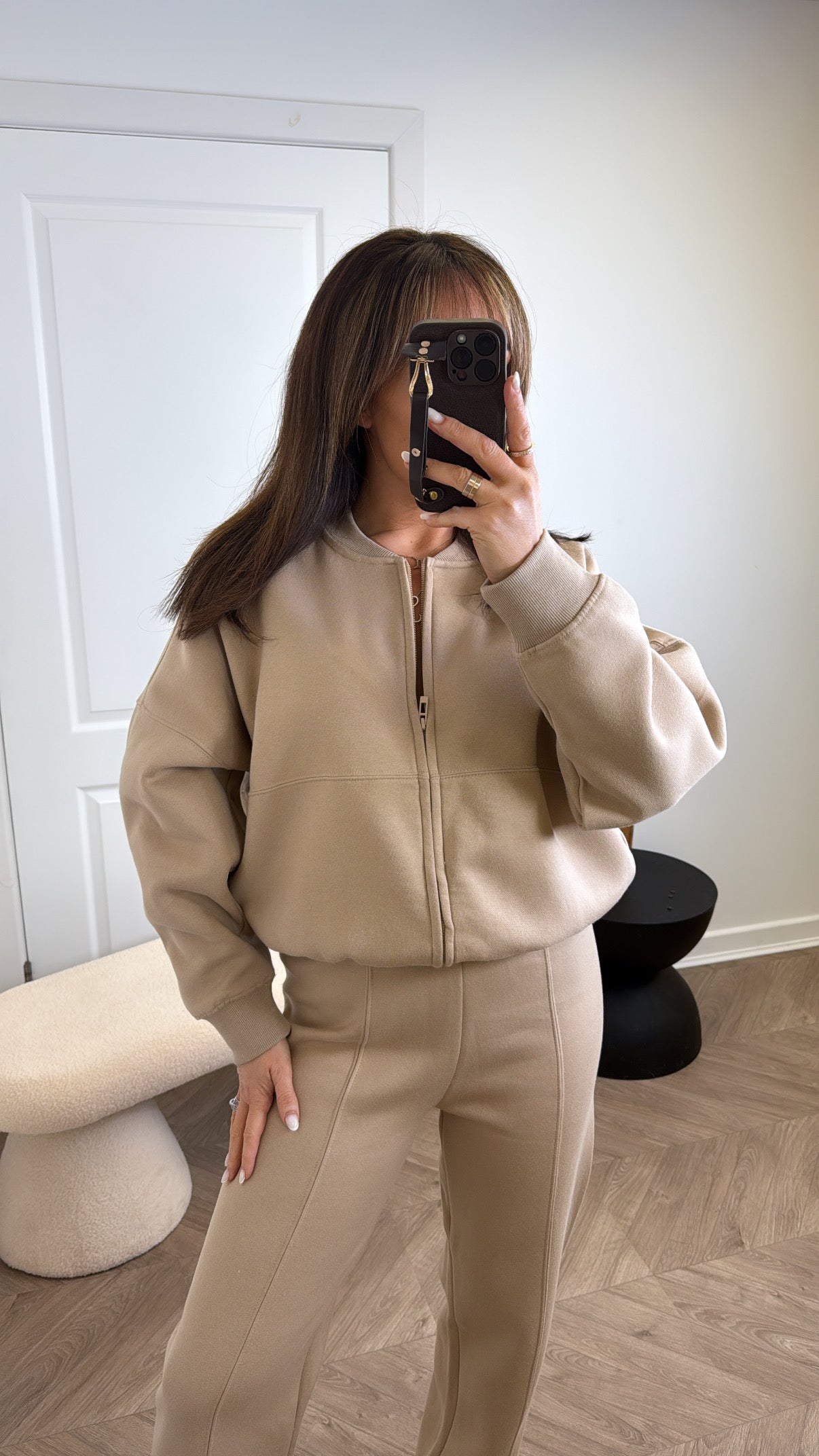 ELLEN beige bomber and trouser lounge set