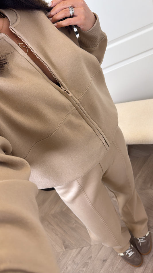 ELLEN beige bomber and trouser lounge set