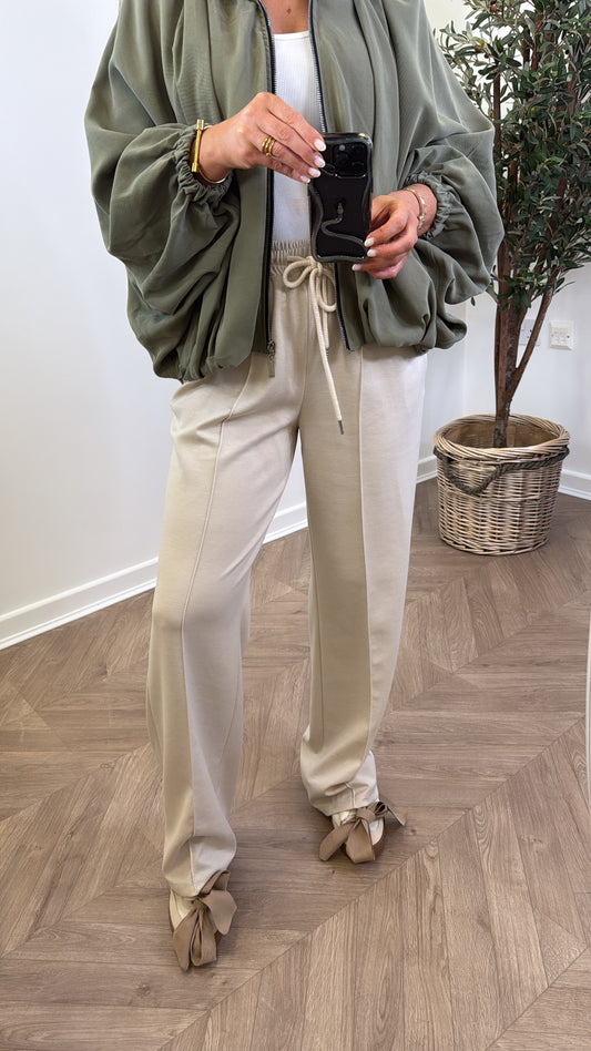 MARLEY beige soft seam detail joggers