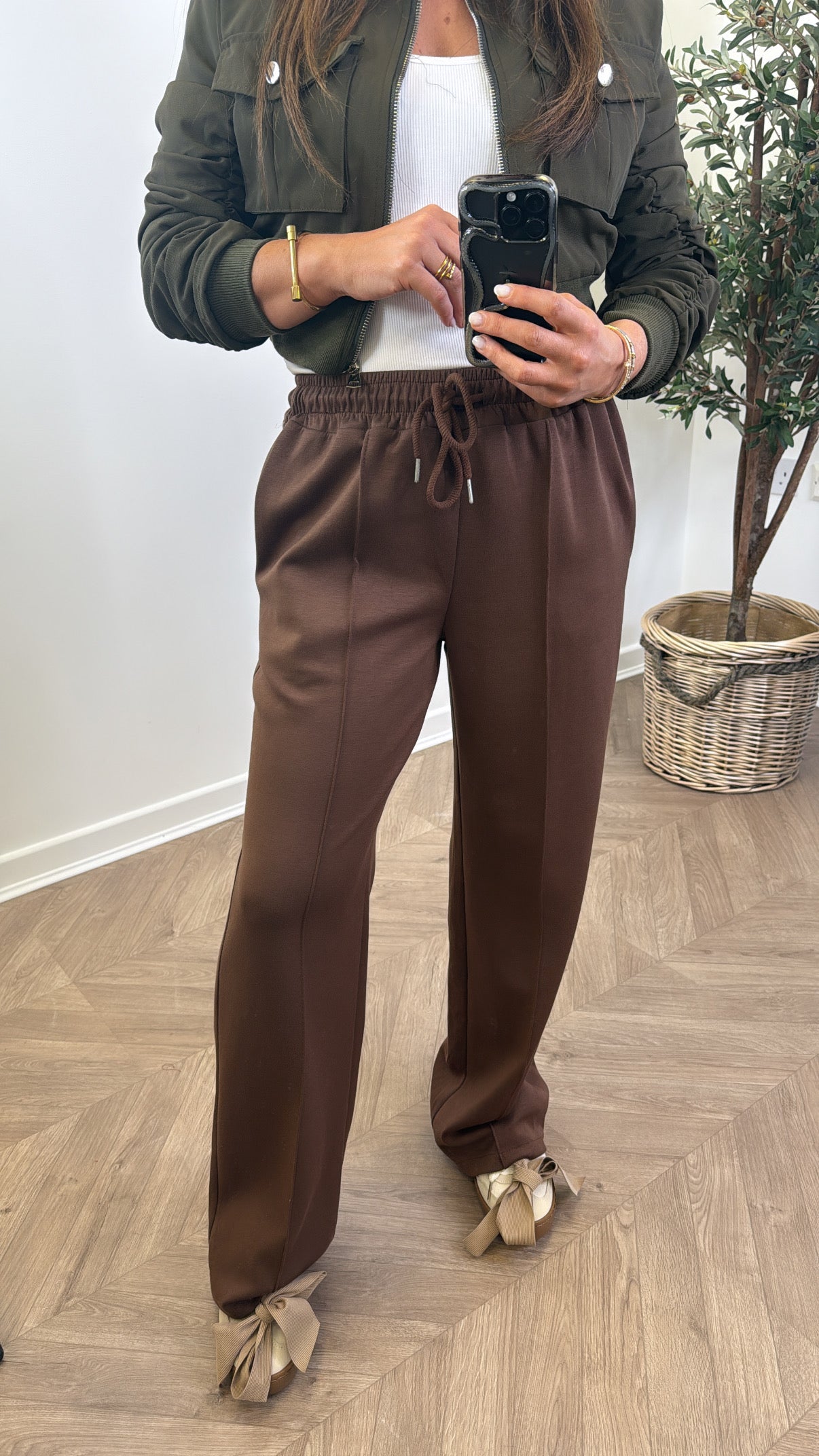 MARLEY brown soft seam detail joggers