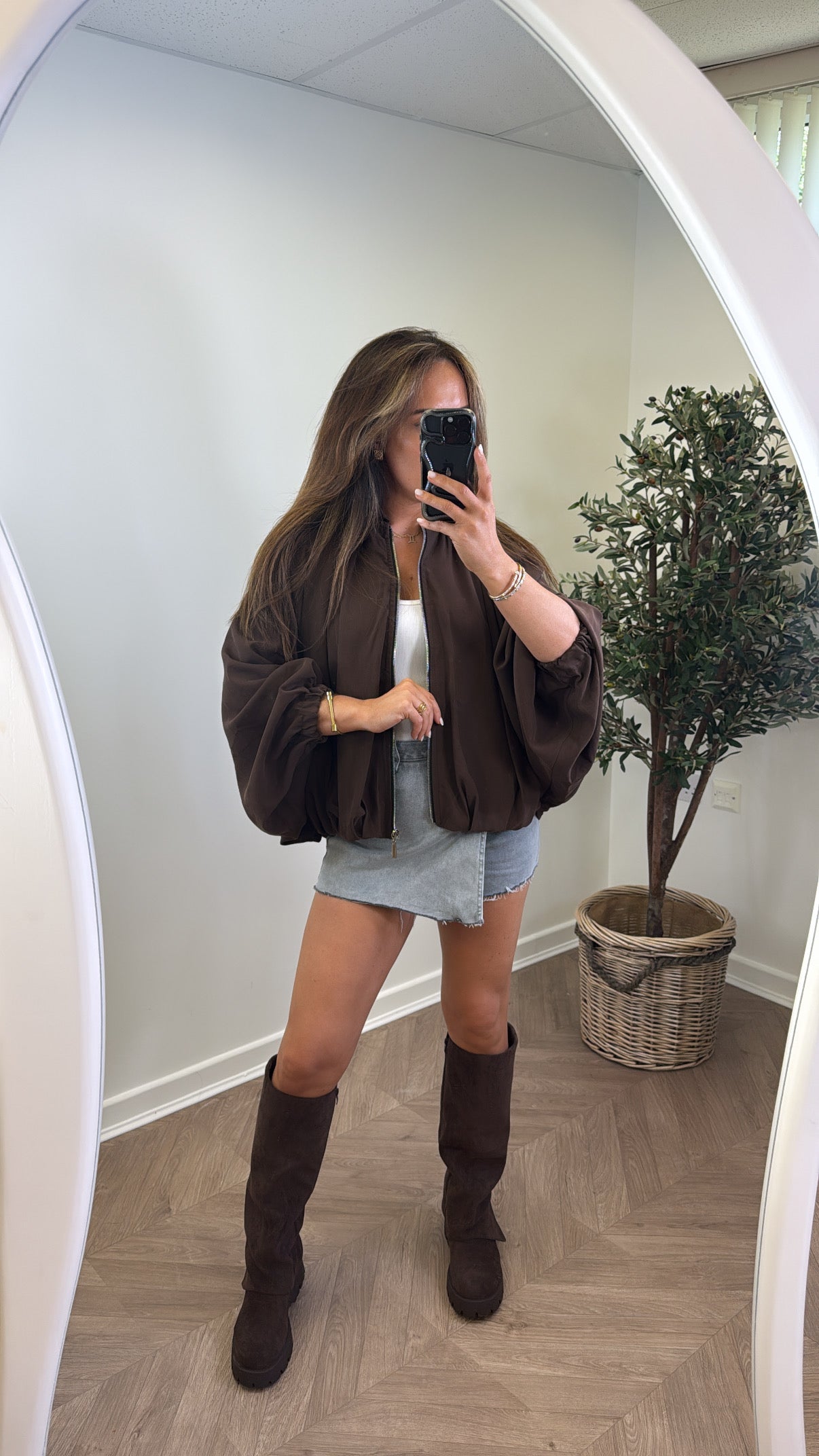 WILLA brown batwing zip up jacket