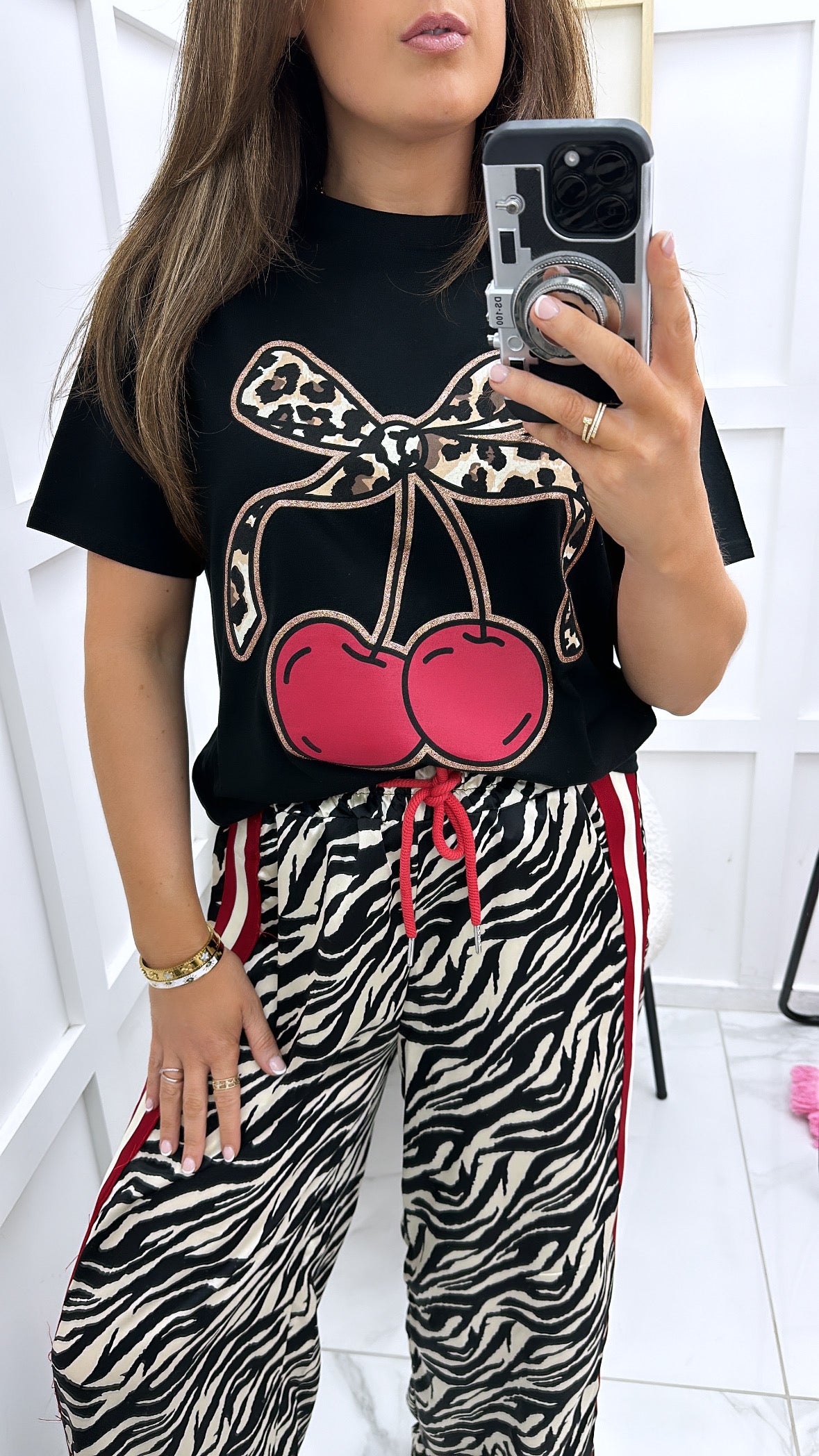 CHER black cherry and leopard bow t-shirt