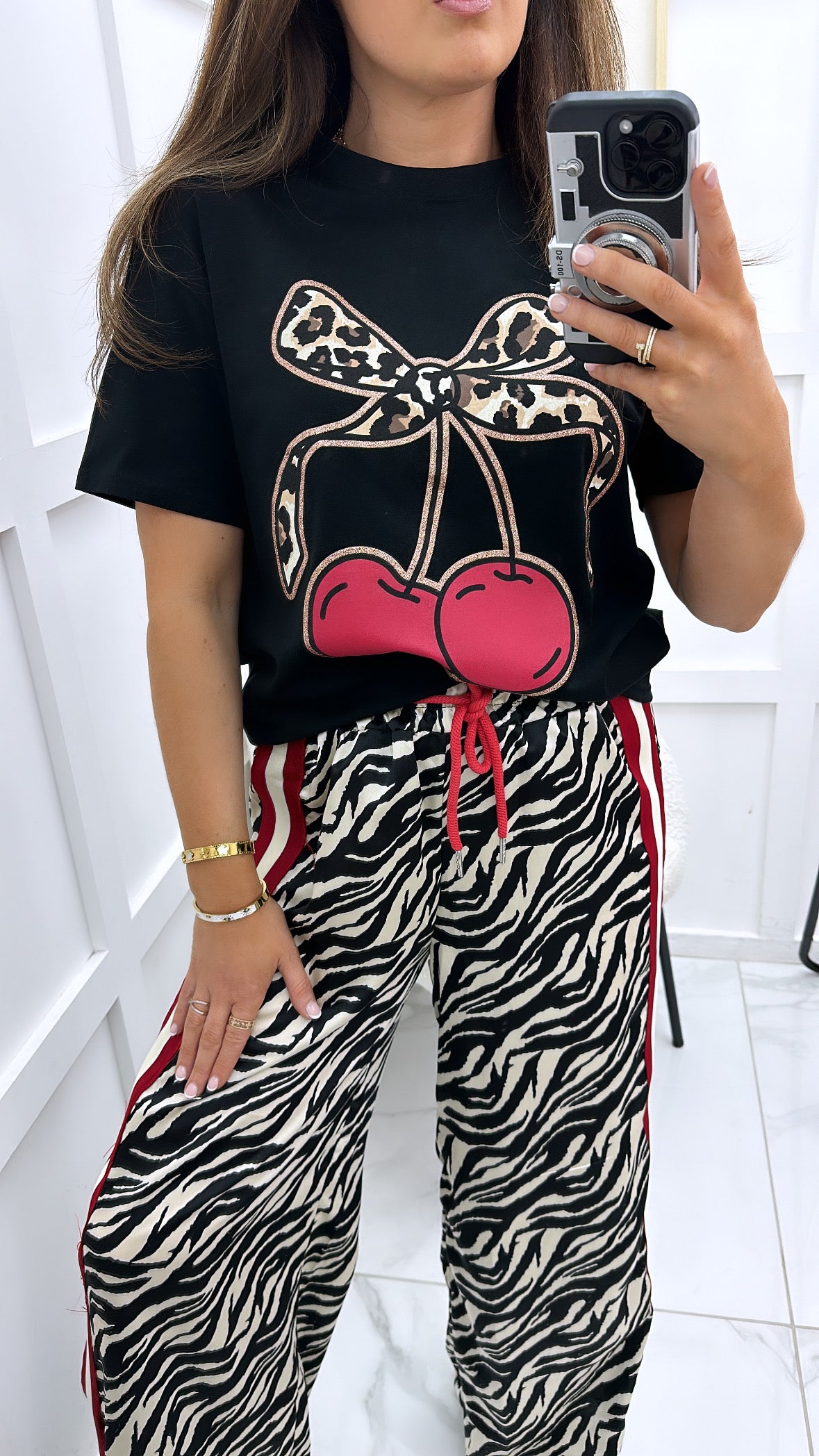 CHER black cherry and leopard bow t-shirt