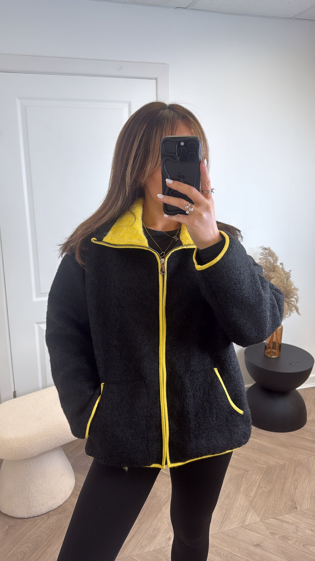 MACY black super soft contrast jacket