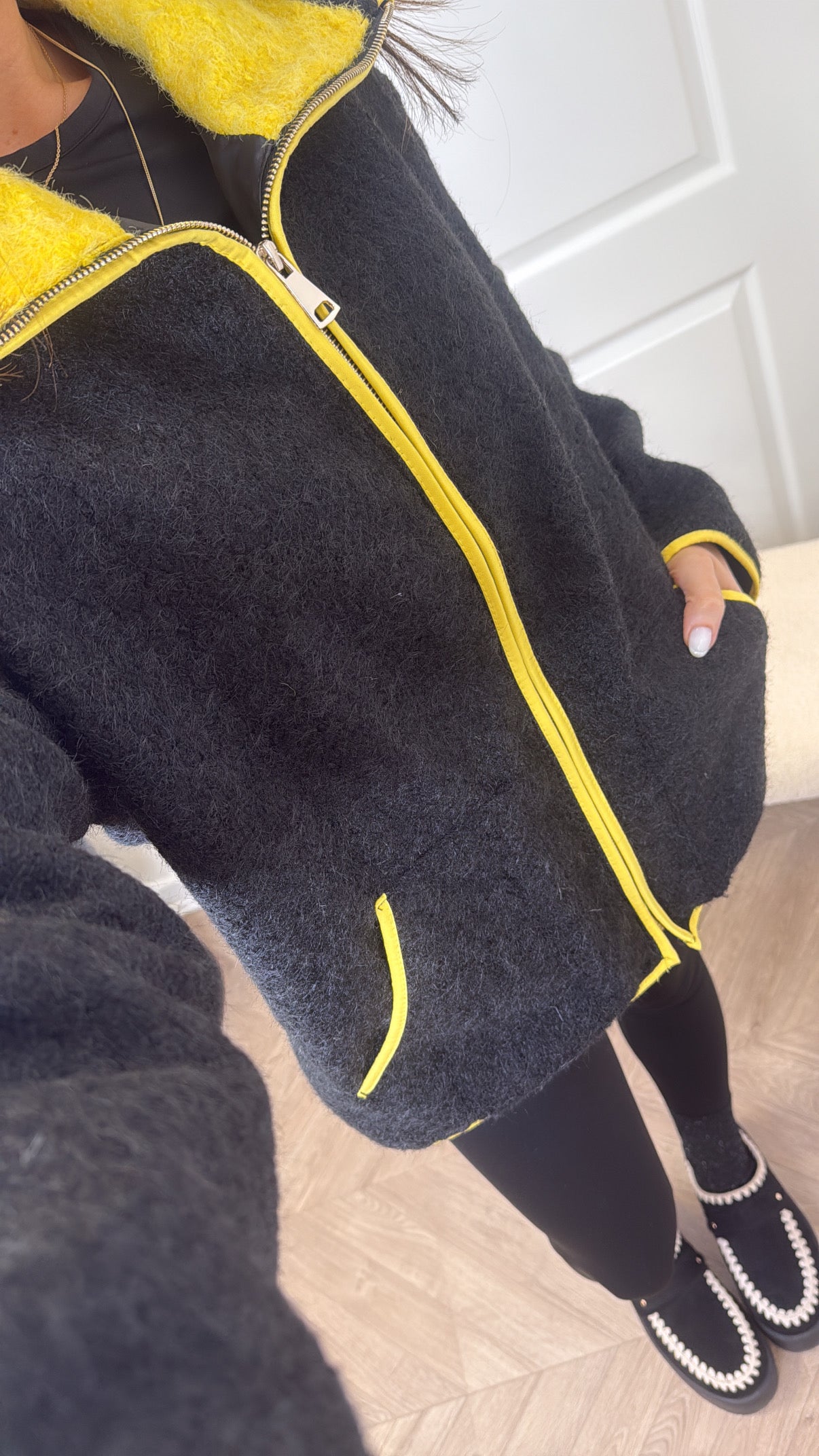 MACY black super soft contrast jacket