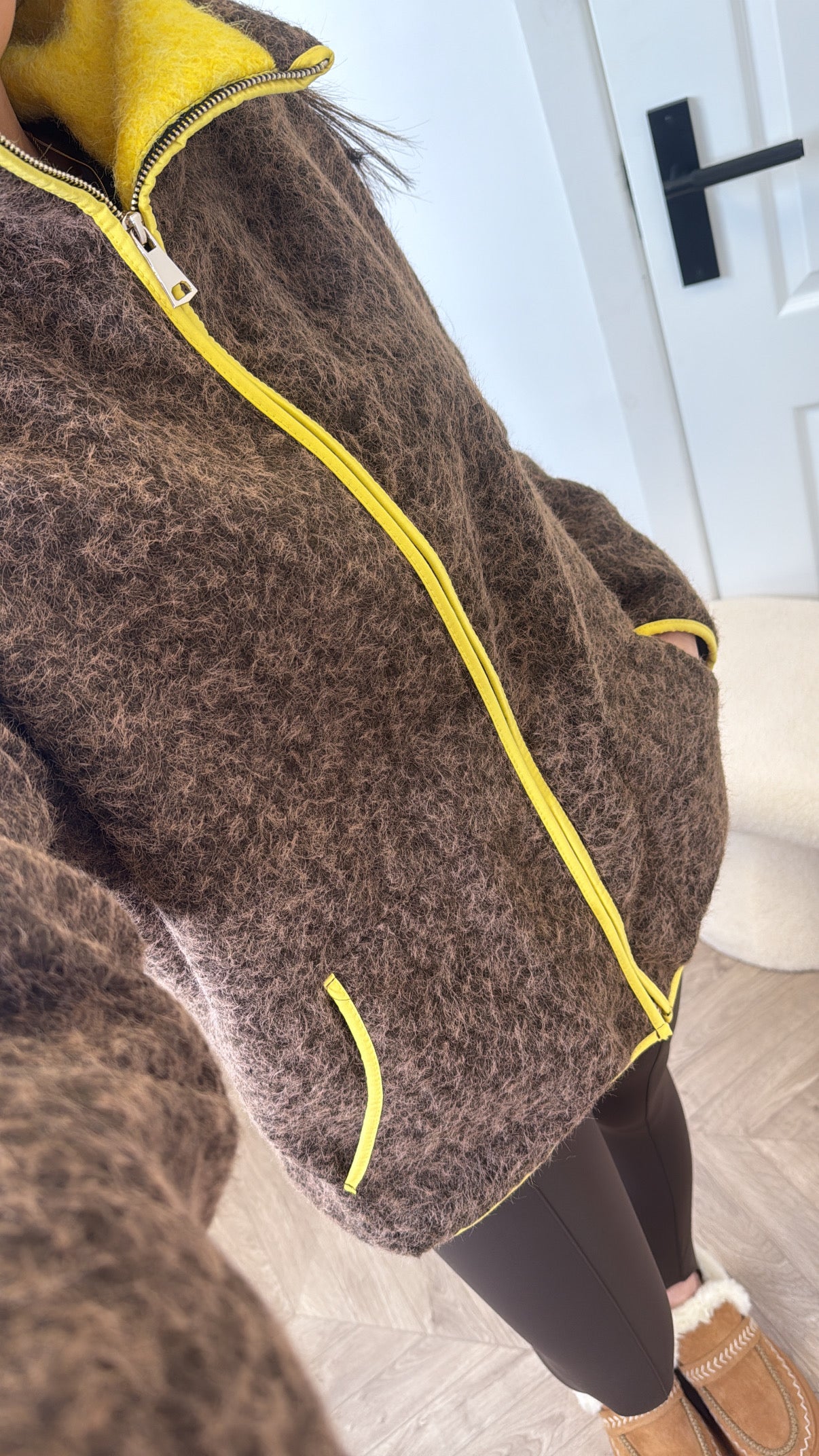 MACY brown super soft contrast jacket