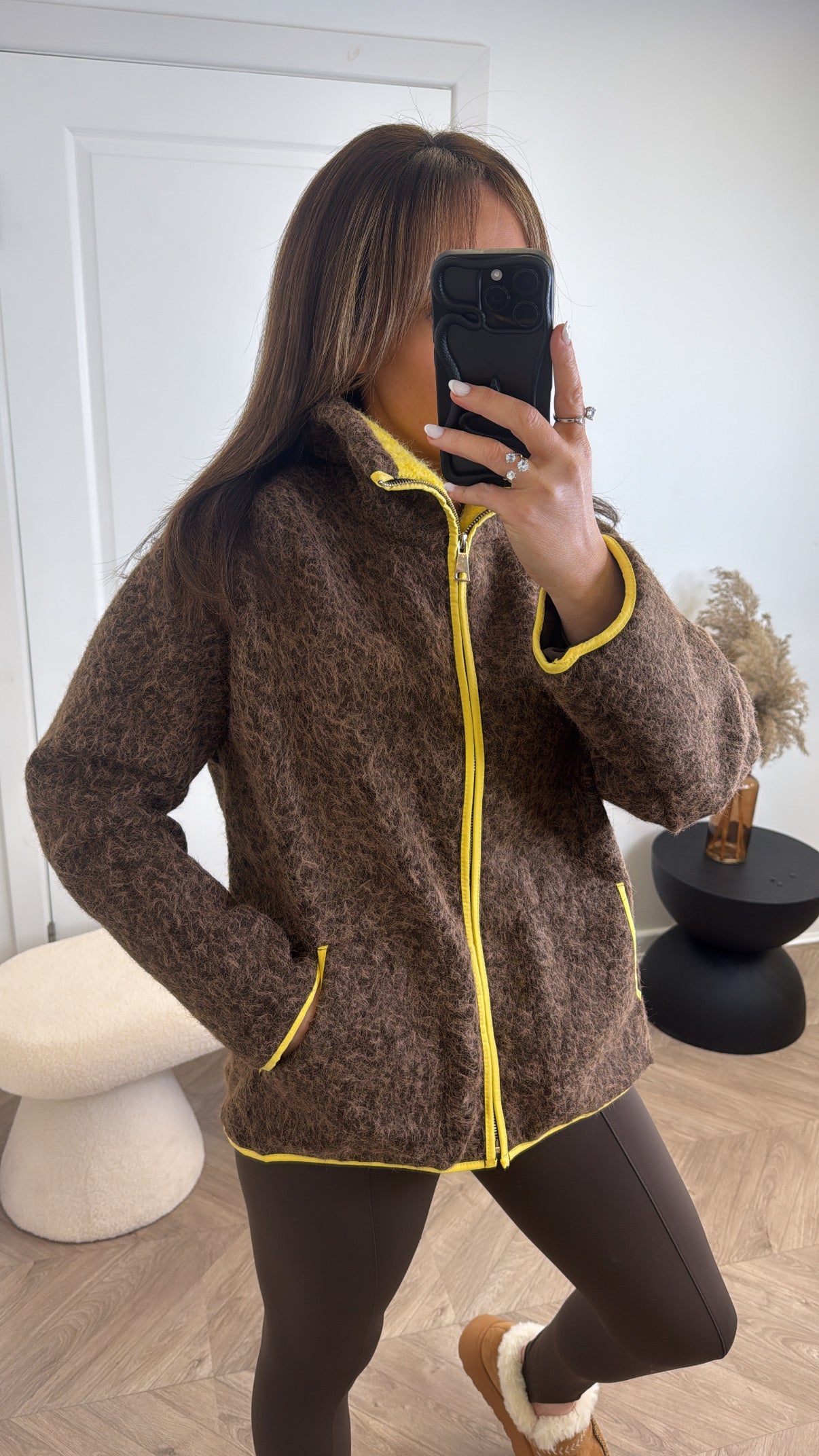 MACY brown super soft contrast jacket