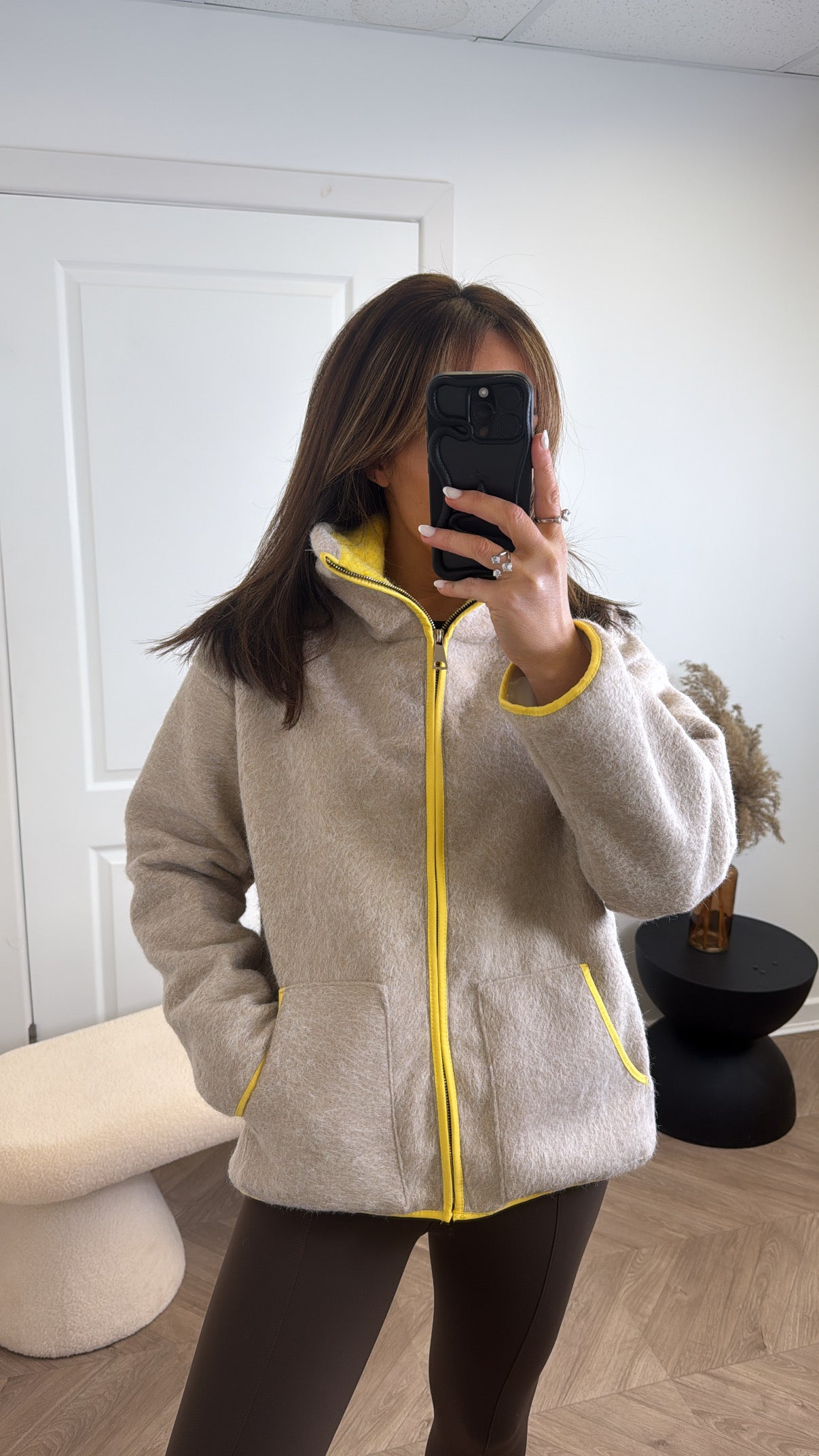 MACY beige super soft contrast jacket