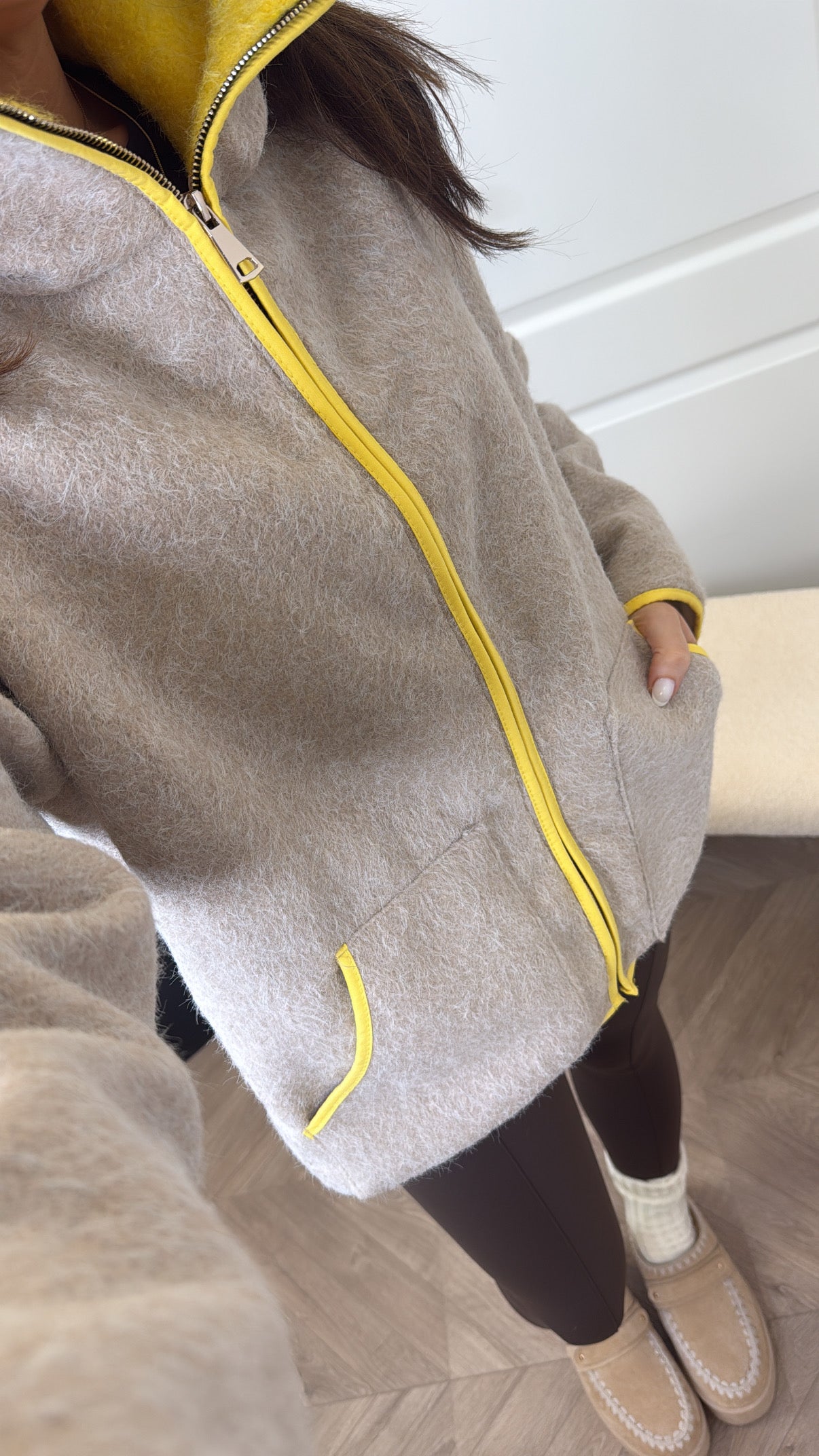 MACY beige super soft contrast jacket