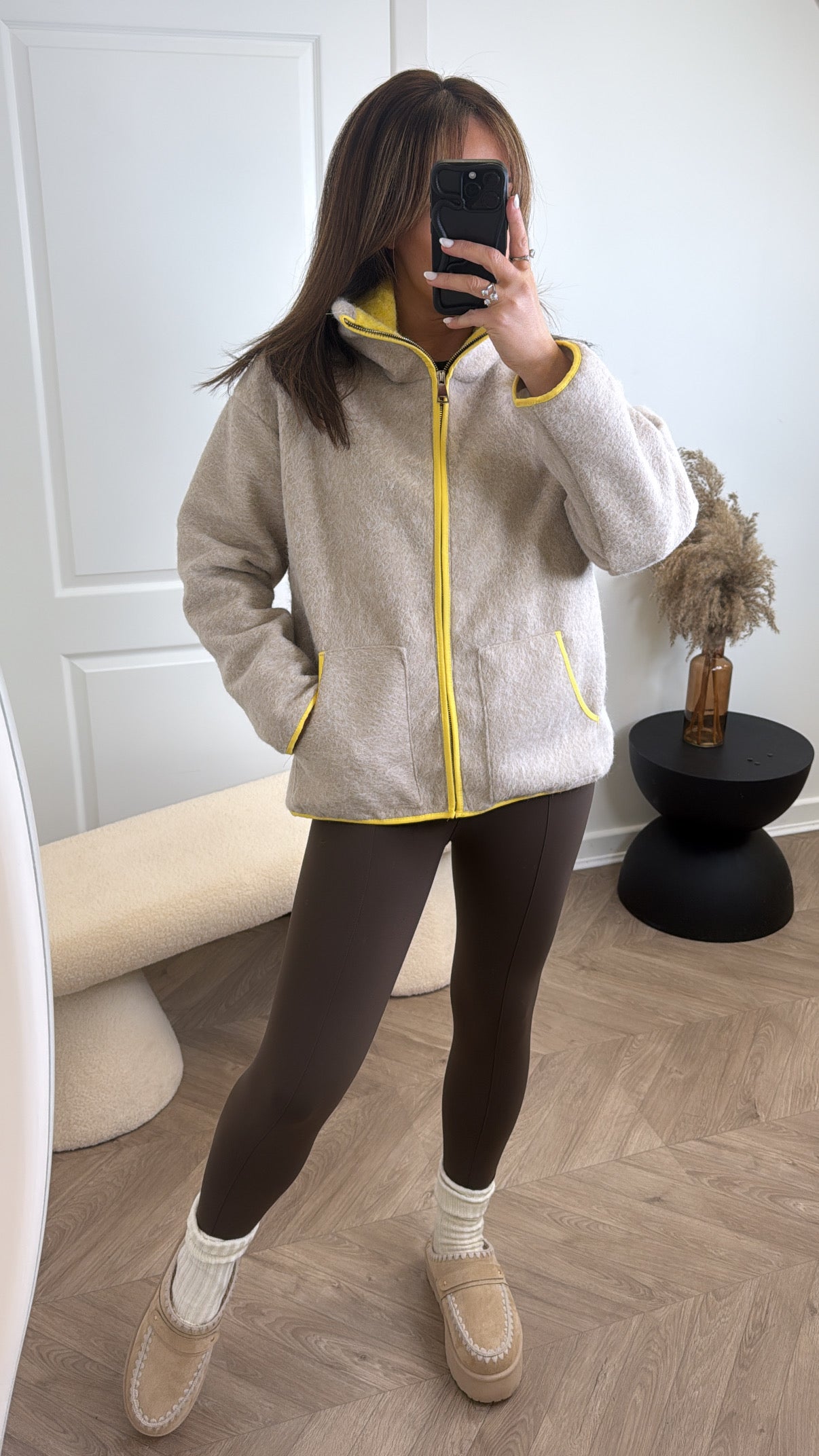 MACY beige super soft contrast jacket