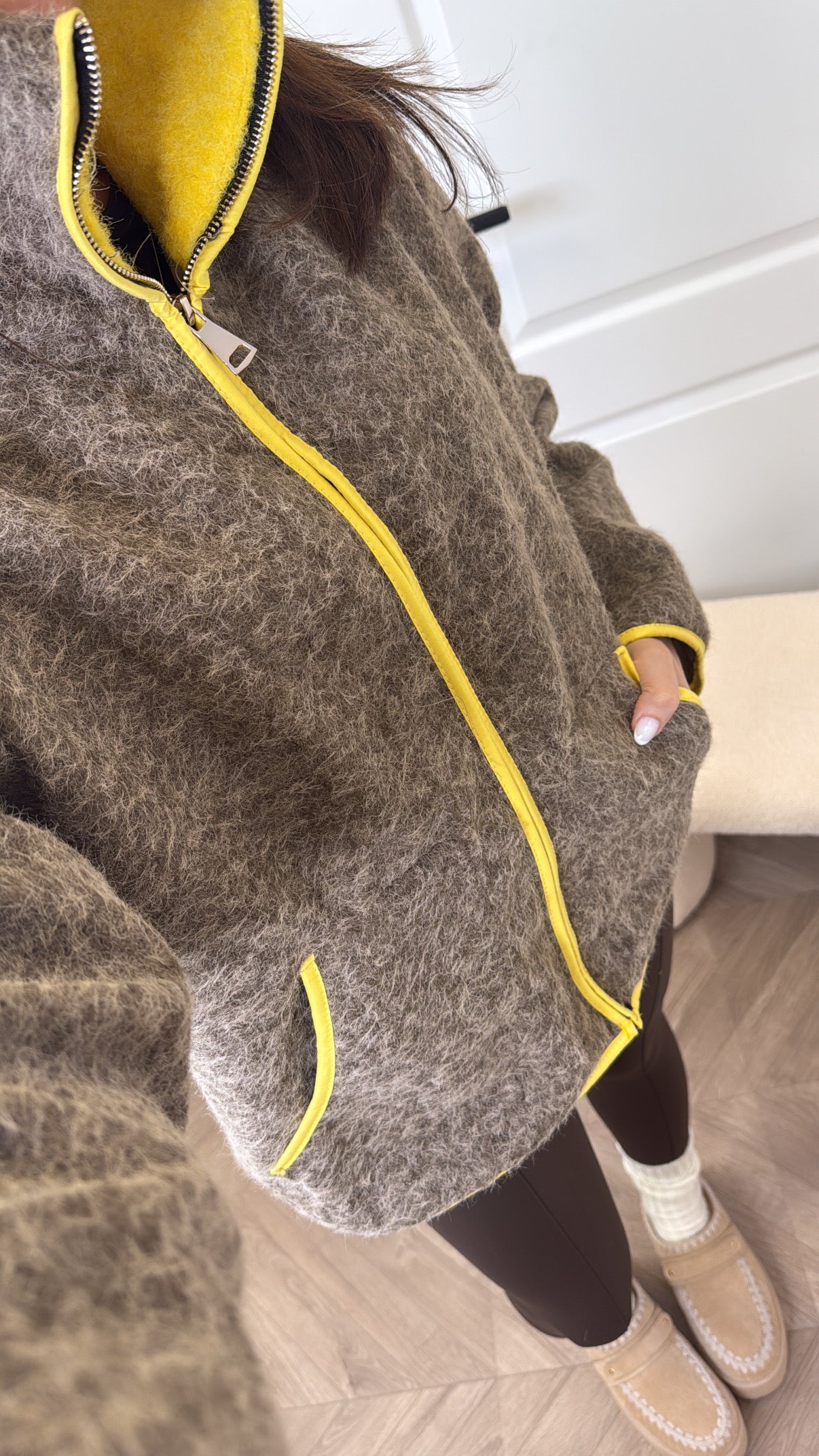 MACY mocha super soft contrast jacket