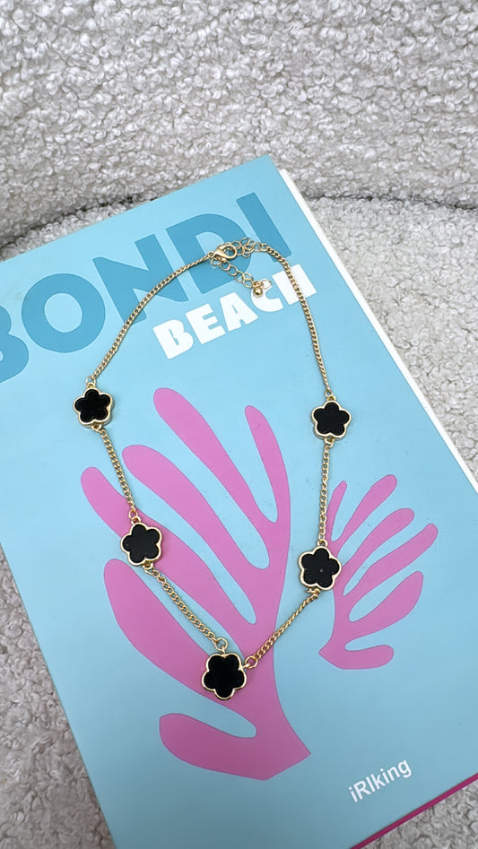 MAYA gold necklace with black detail