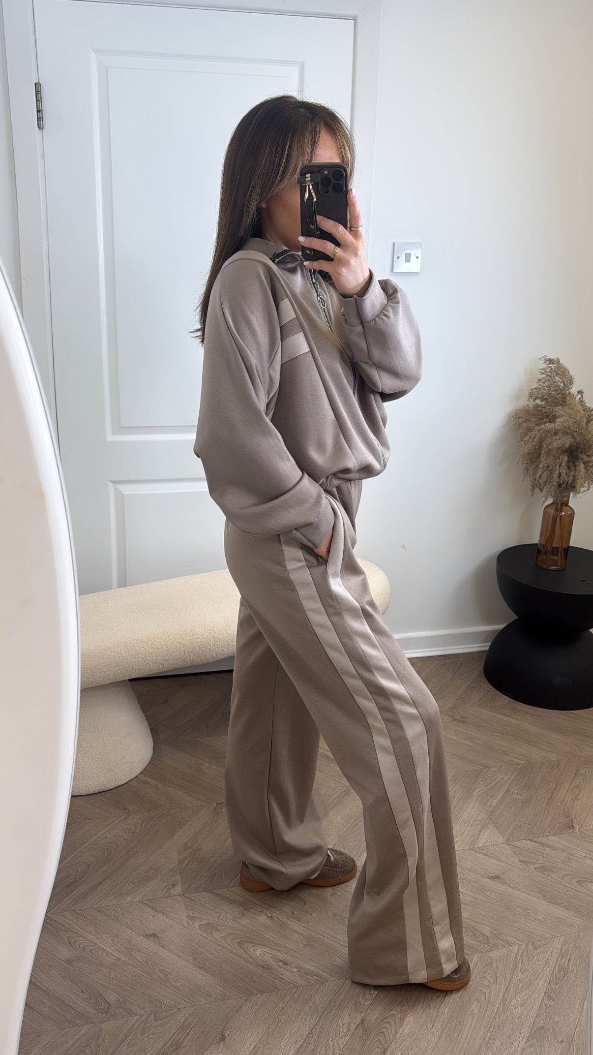 REMI taupe contrast jacket and joggers tracksuit