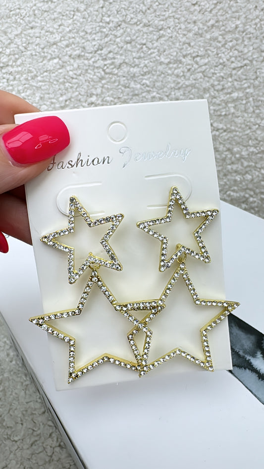 CARA Silver double star earrings