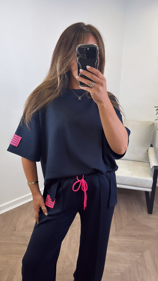 LIFE navy top and trousers co-ord