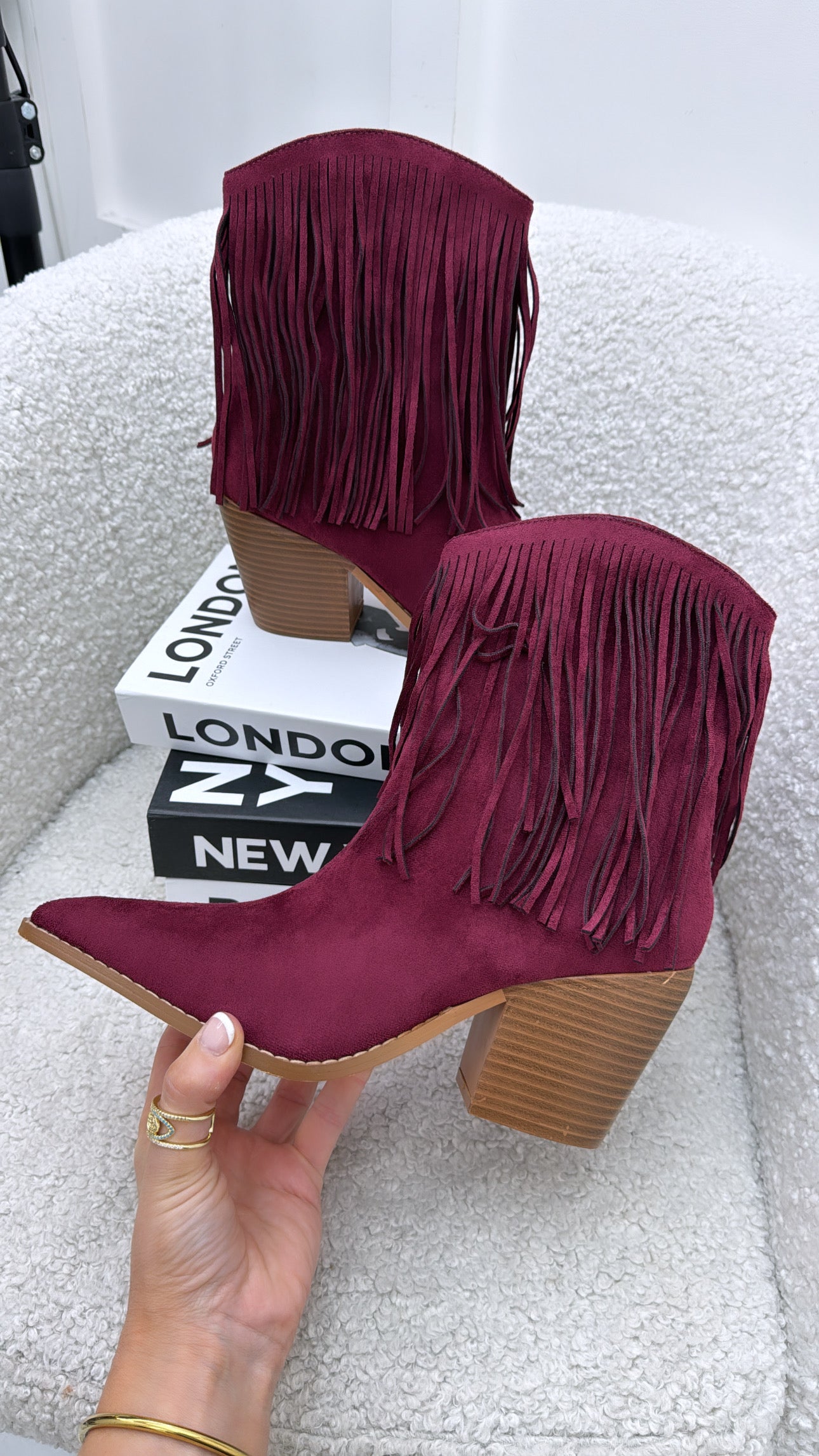 TESSA wine tassel western boots