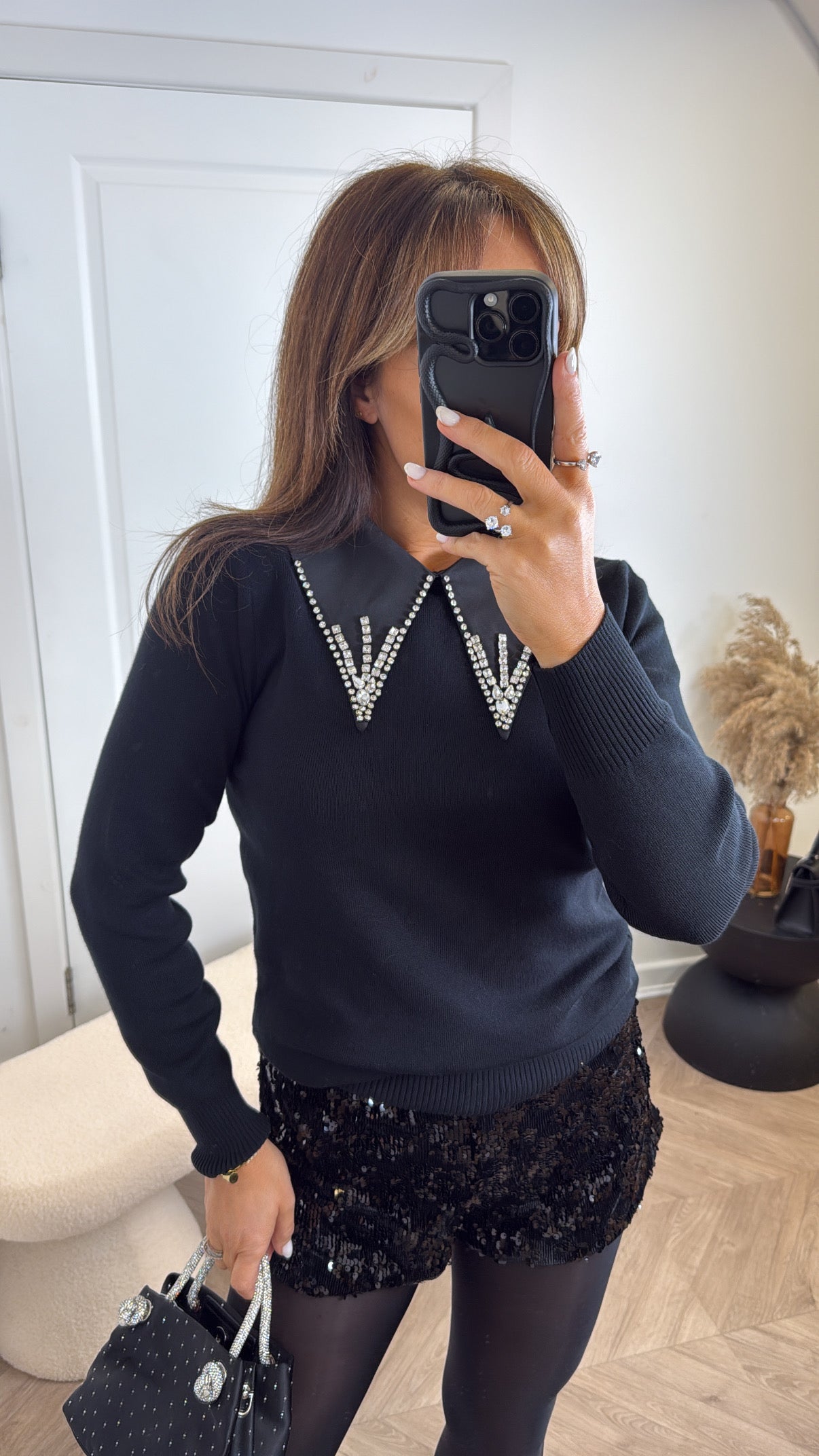EMMIE black jewel collar jumper