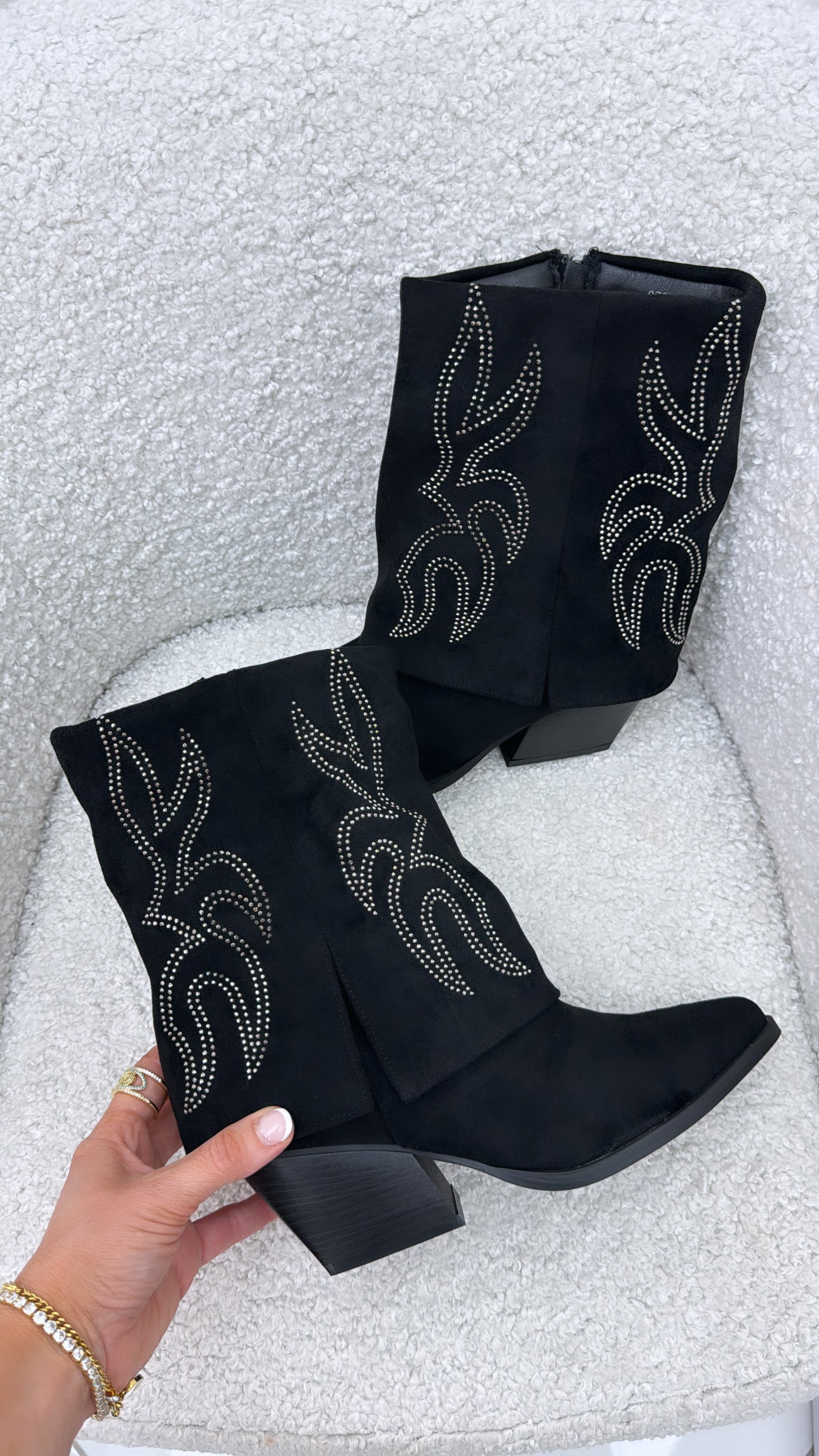 ANNALISE black fold over cowboy boots