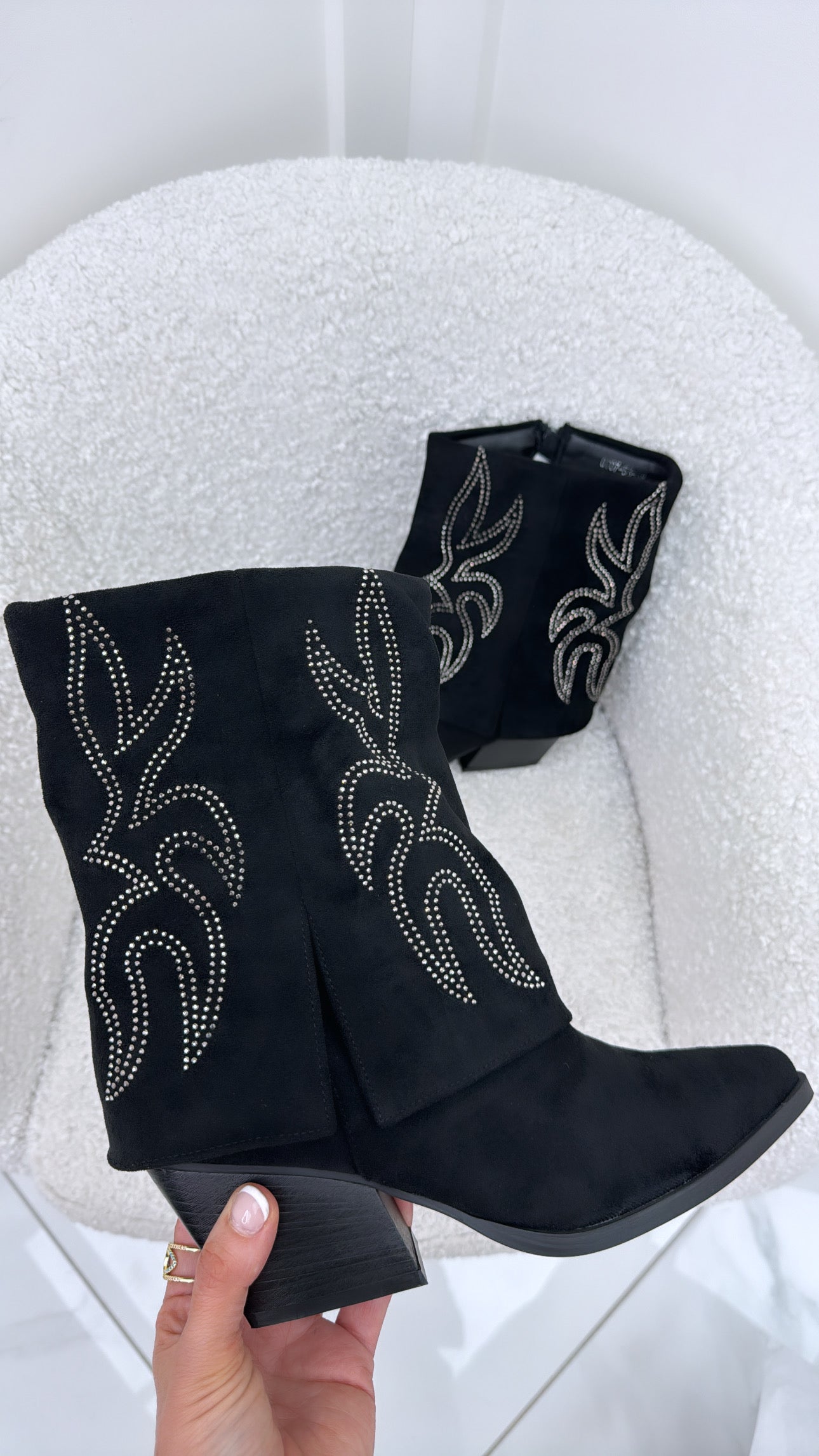 ANNALISE black fold over cowboy boots