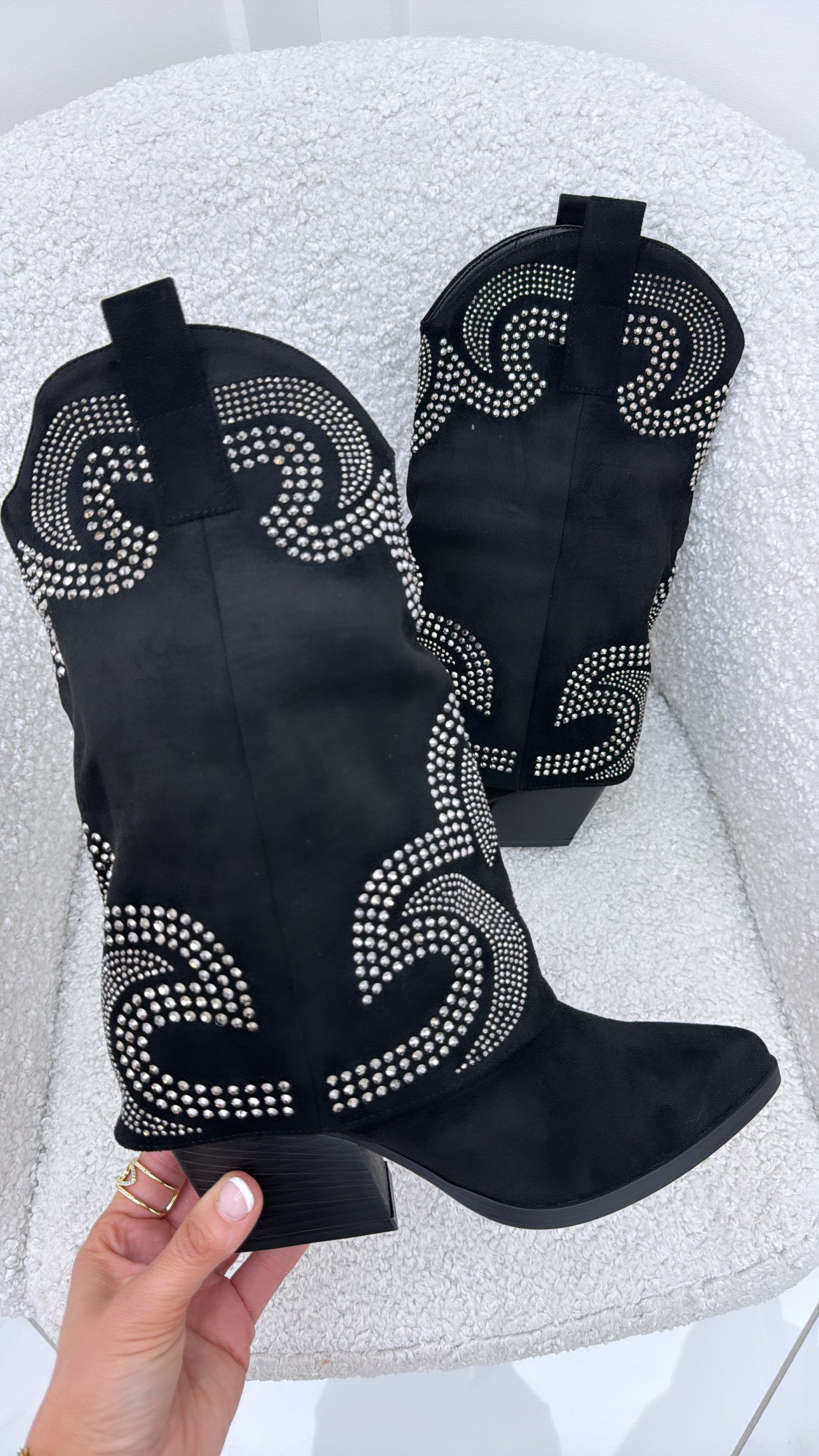 BRITNEY black fold over western boots