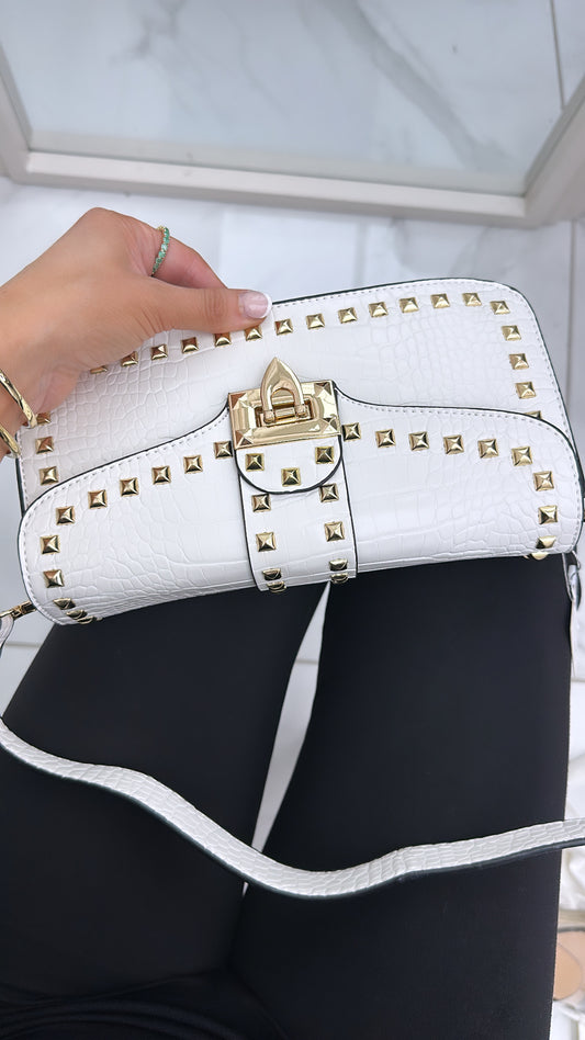 ZARA white stud detail shoulder bag