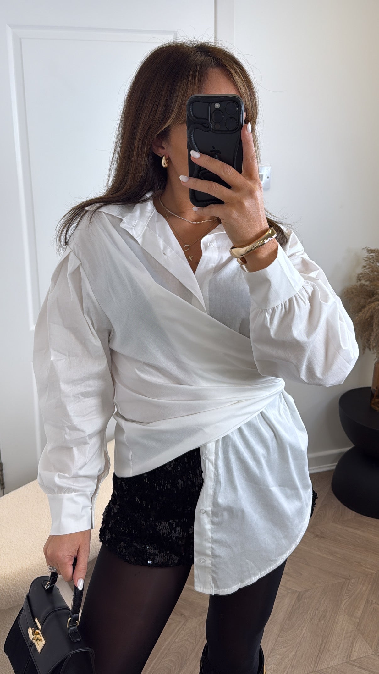 TARA white tie detail shirt