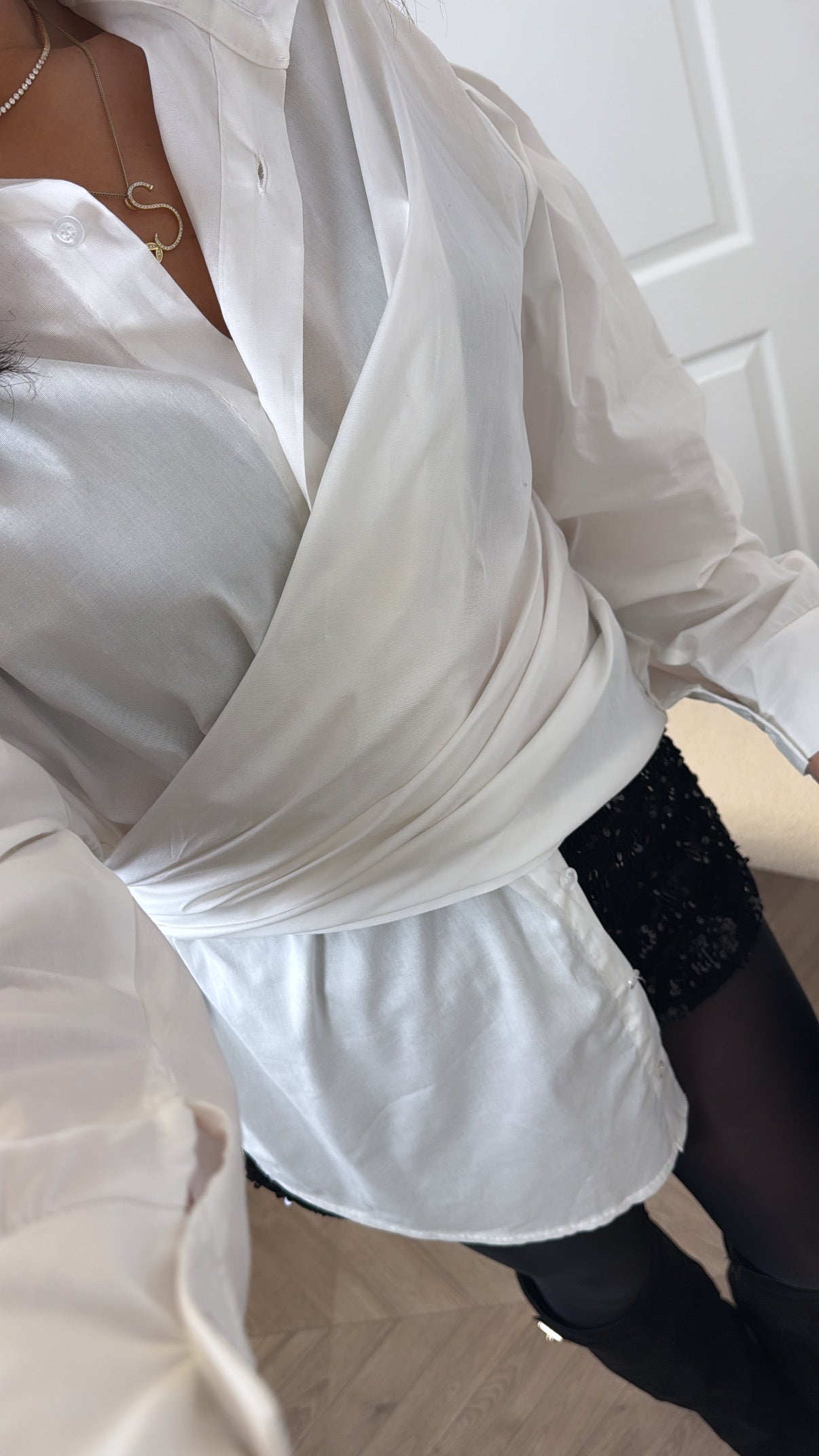 TARA white tie detail shirt