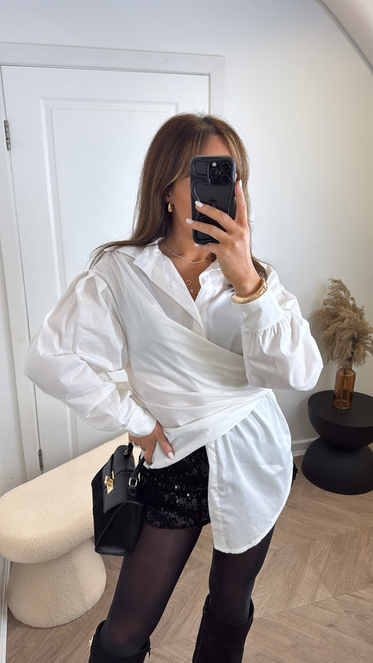 TARA white tie detail shirt