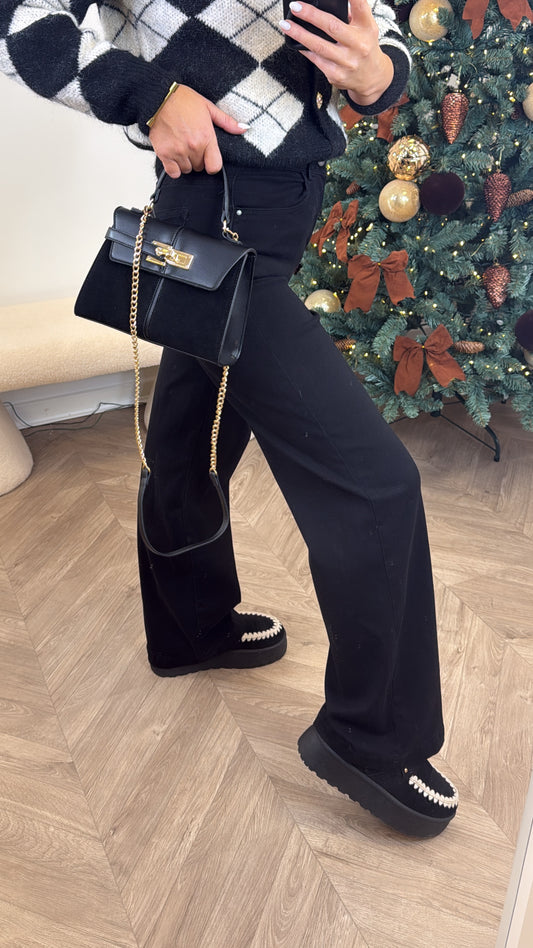 COREY black wide leg jeans